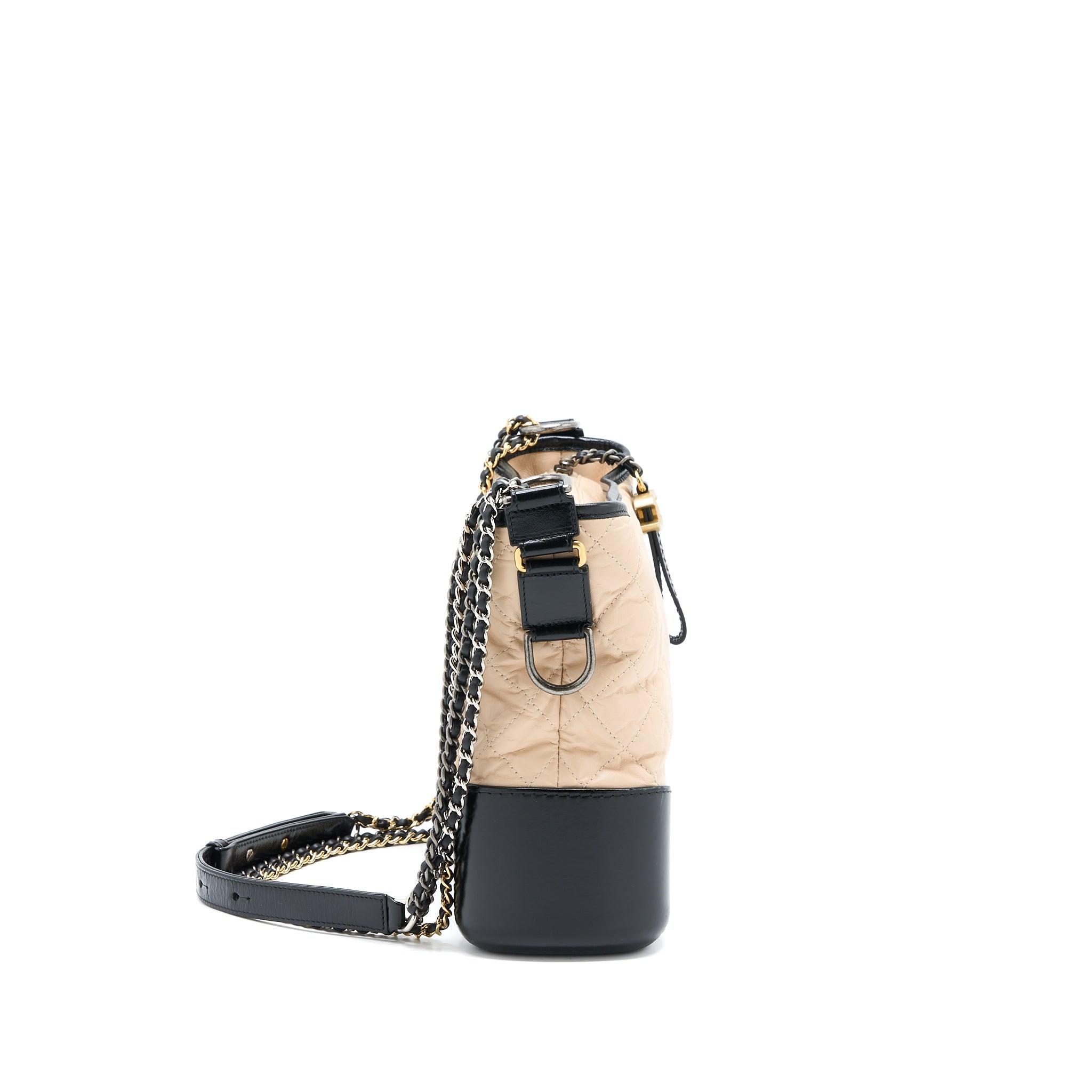 CHANEL MEDIUM GABRIELLE HOBO BAG CALFSKIN BEIGE/BLACK MULTICOLOUR HARDWARE