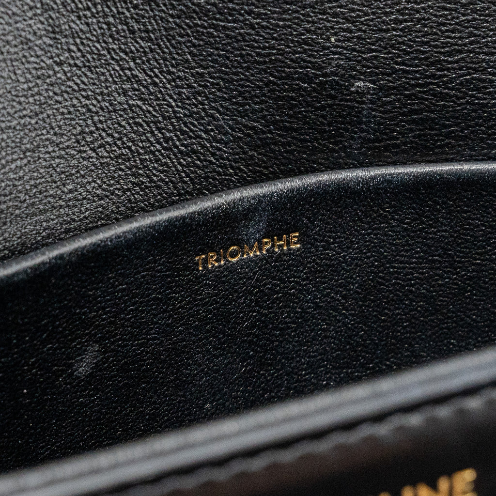CELINE TRIOMPHE SHOULDER BAG SHINY CALFSKIN BLACK GHW