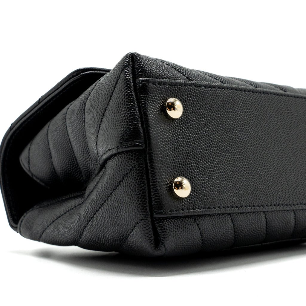 CHANEL SMALL COCO HANDLE CHEVRON CAVIAR BLACK LGHW