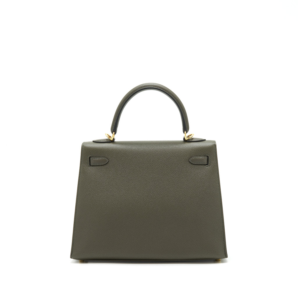HERMES KELLY 25 SELLIER EPSOM C6 VERT DE GRIS GHW