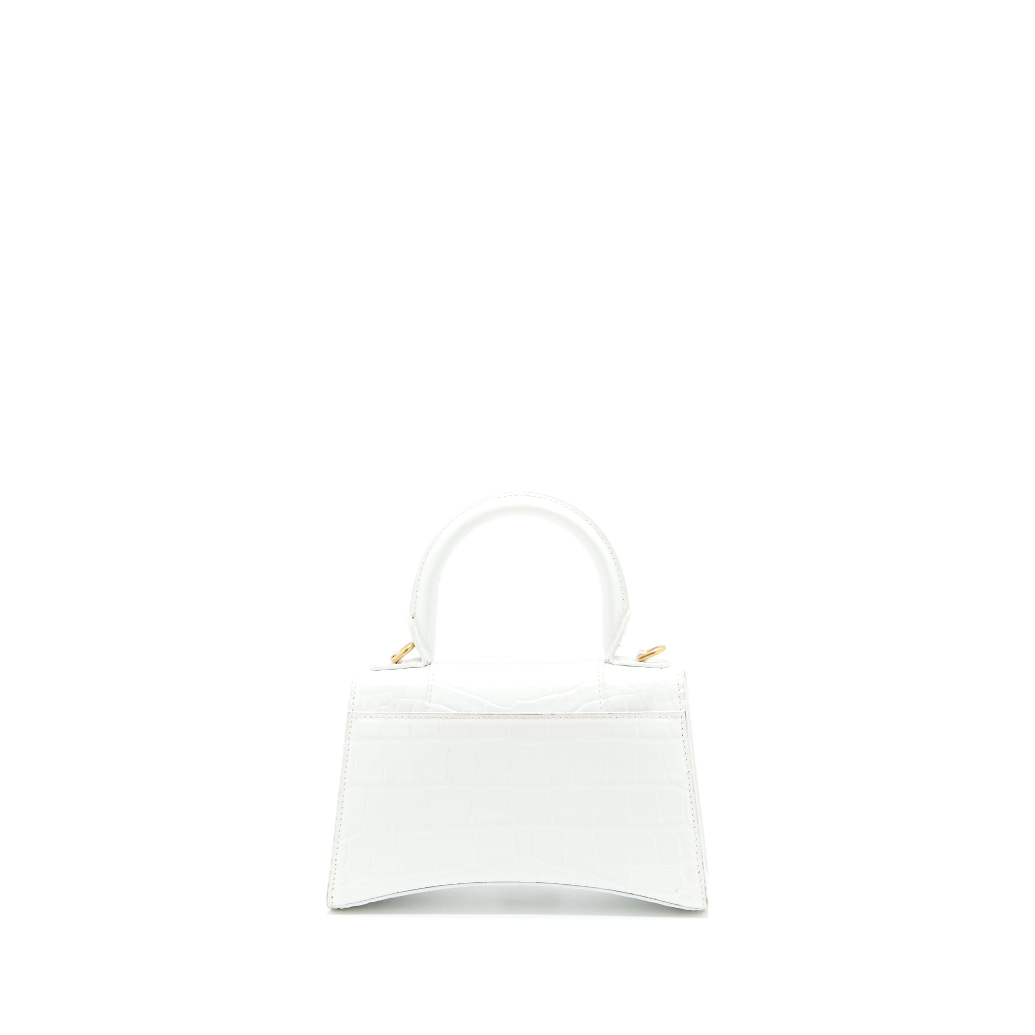 BALENCIAGA HOURGLASS XS CROC EMBOSSED CALFSKIN WHITE GHW