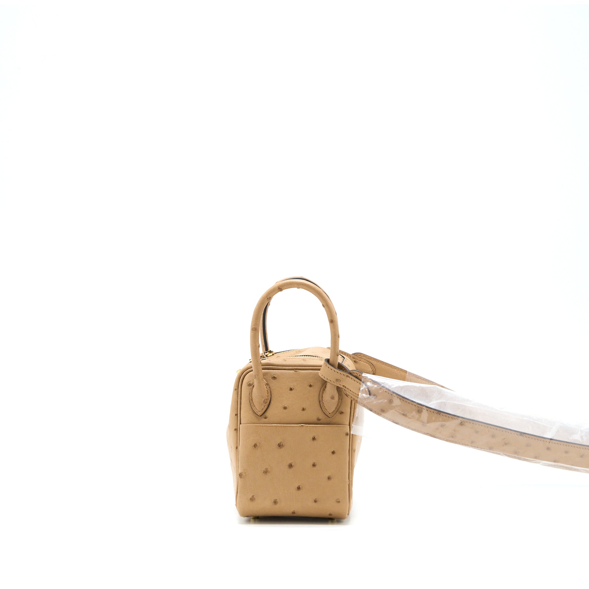 HERMES MINI LINDY OSTRICH CHAI GHW