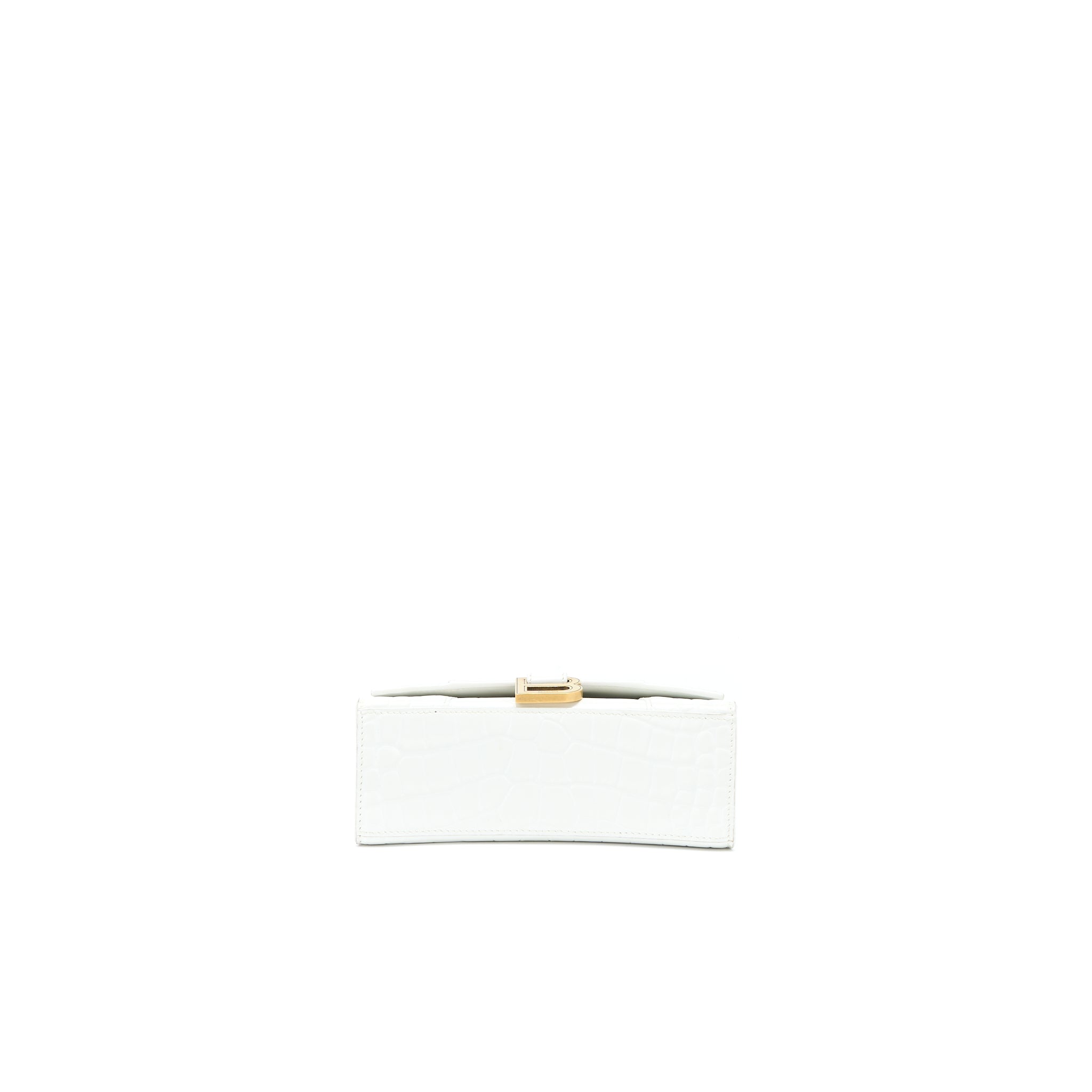 BALENCIAGA HOURGLASS XS CROC EMBOSSED CALFSKIN WHITE GHW
