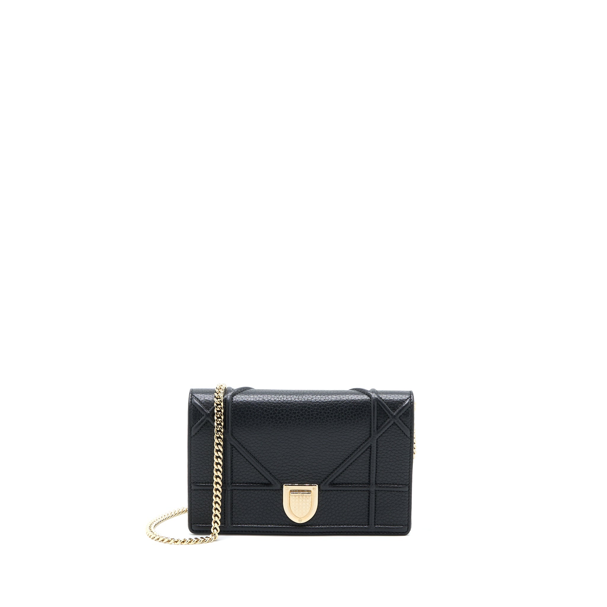 DIOR DIORAMA WALLET ON CHAIN GRAINED CALFSKIN BLACK LGHW