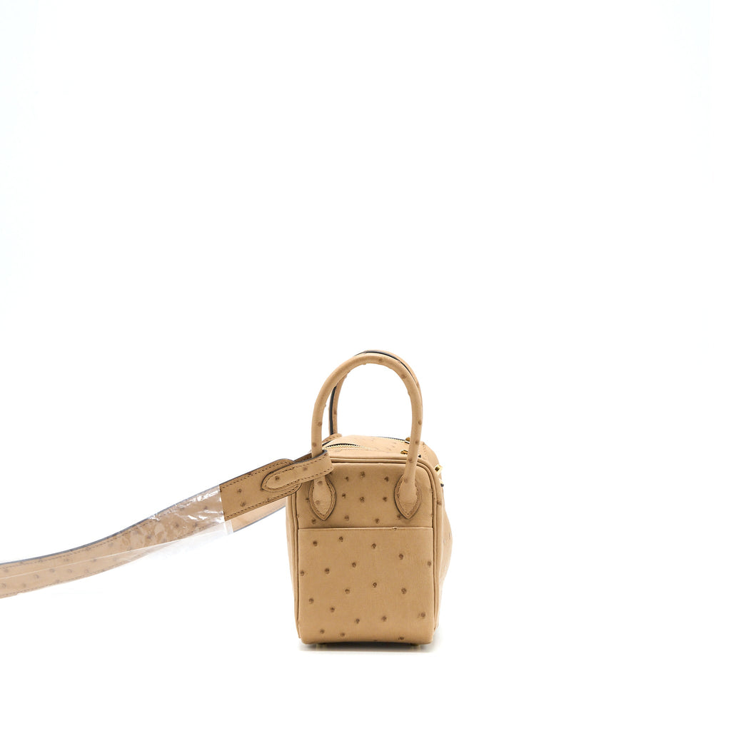 HERMES MINI LINDY OSTRICH CHAI GHW