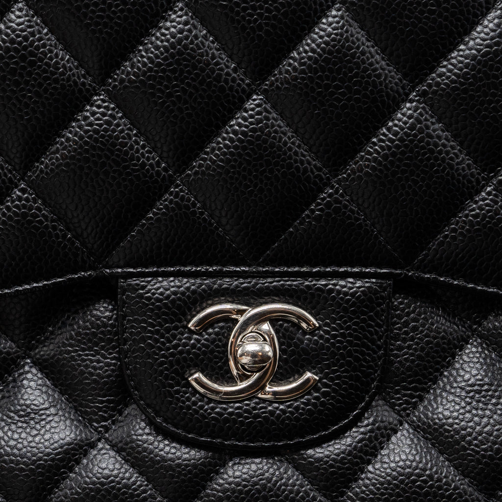 CHANEL CLASSIC DOUBLE FLAP JUMBO CAVIAR BLACK SHW