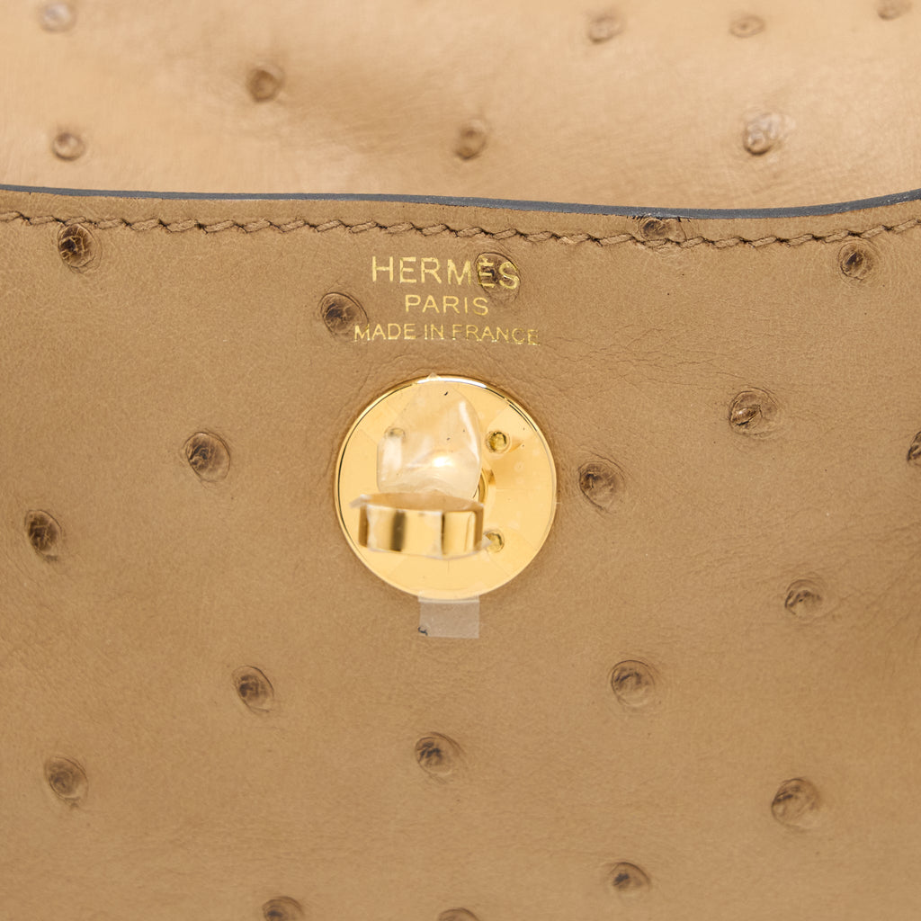 HERMES MINI LINDY OSTRICH CHAI GHW
