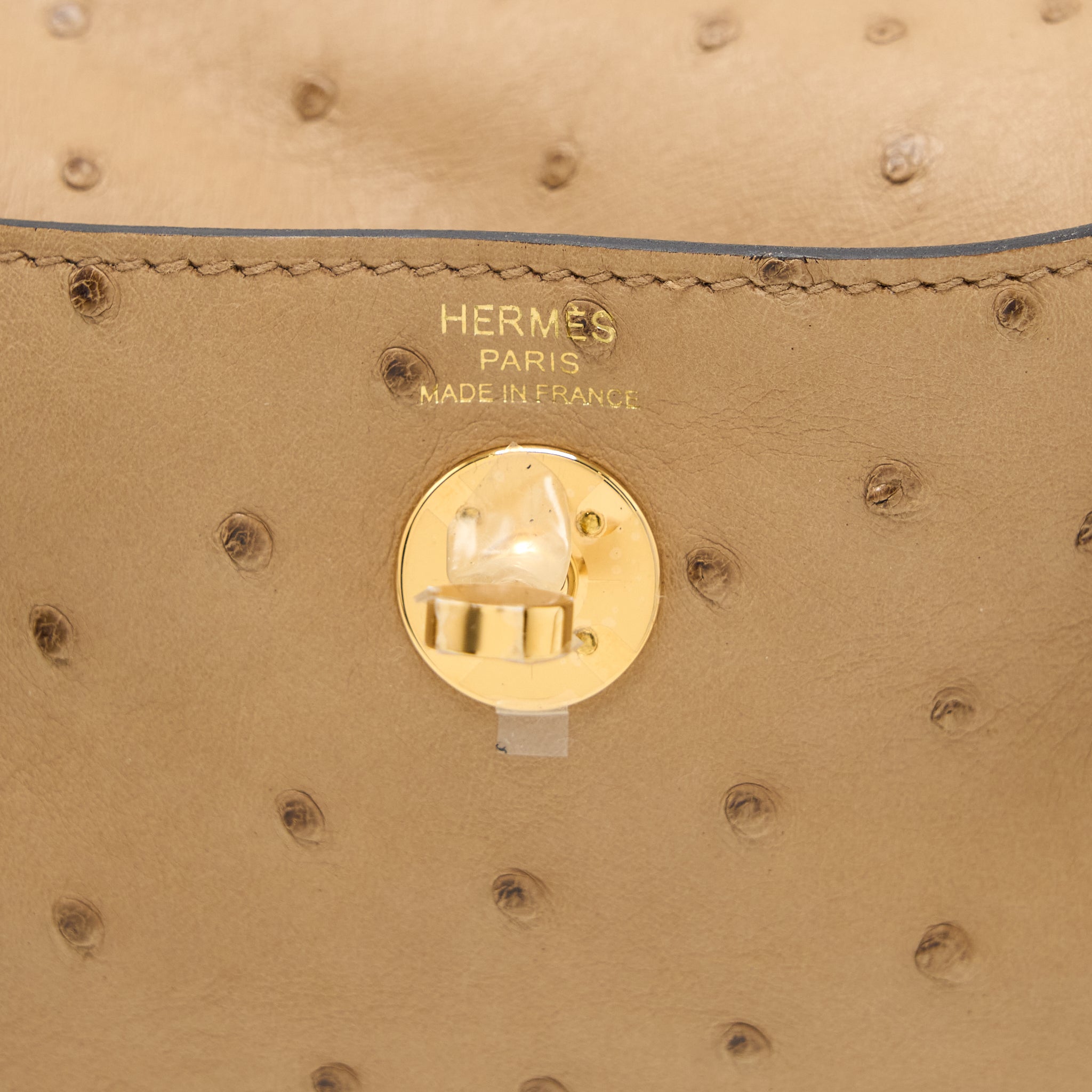HERMES MINI LINDY OSTRICH CHAI GHW