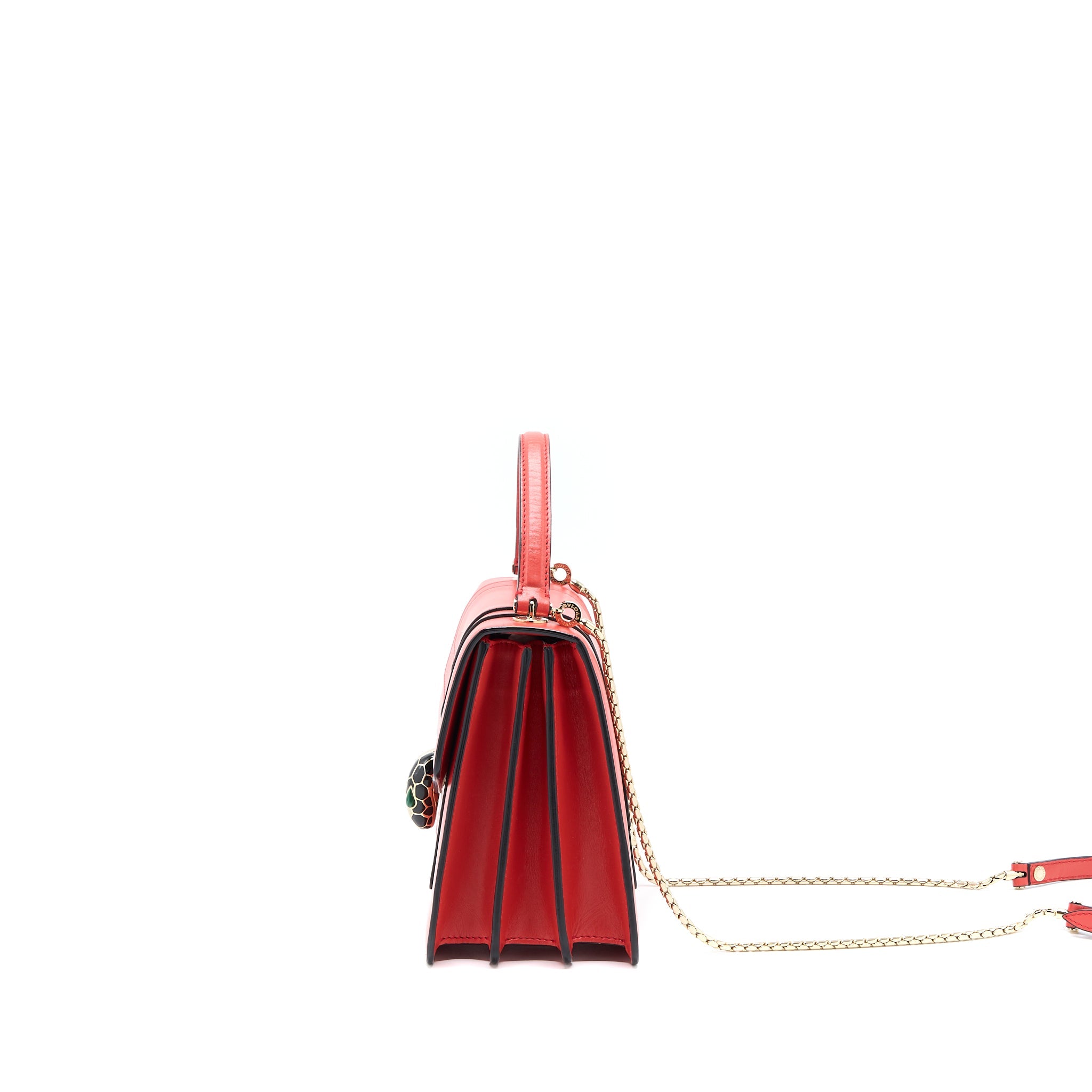 BVLGARI SERPENTI FOREVER TOP HANDLE BAG CALFKSIN ORANGE RED LGHW