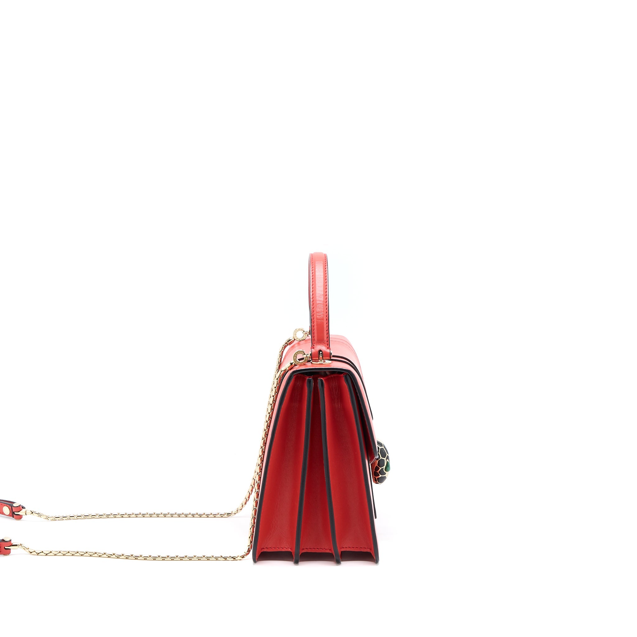 BVLGARI SERPENTI FOREVER TOP HANDLE BAG CALFKSIN ORANGE RED LGHW