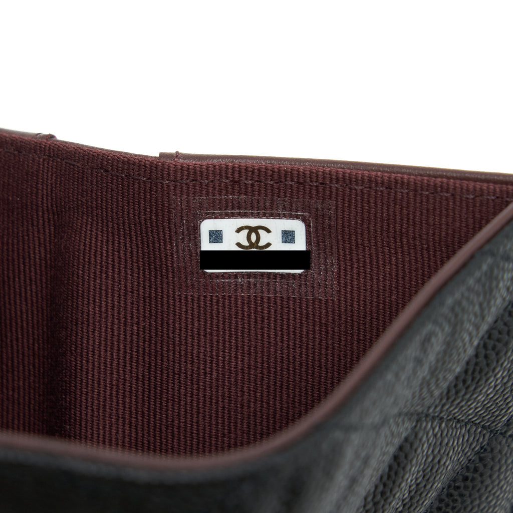 CHANEL SMALL COMPACT WALLET CAVIAR BLACK LGHW