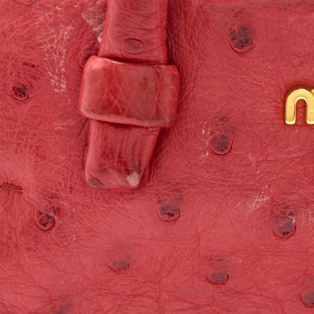 MIUMIU TOTE BAG OSTRICH RED GHW