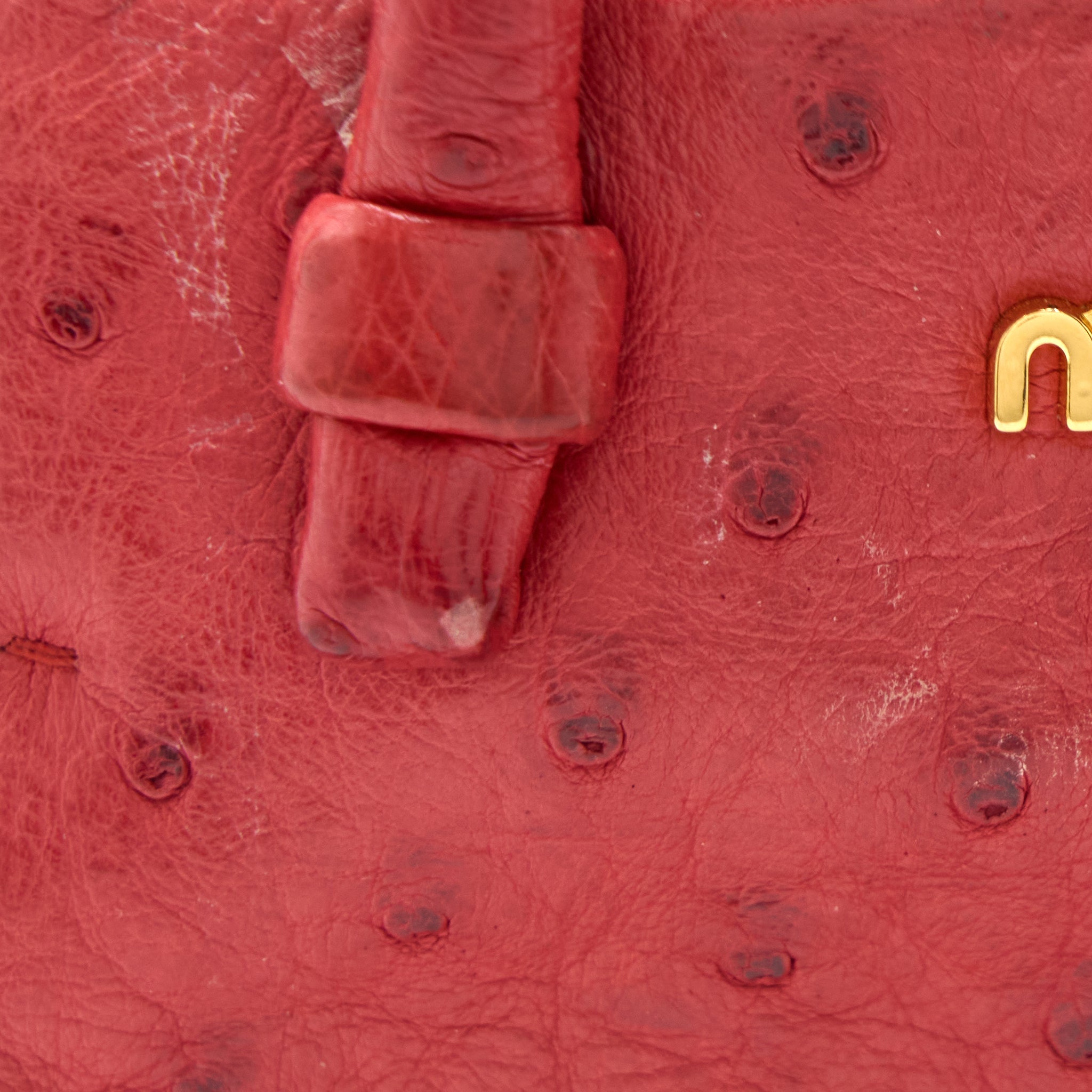 MIUMIU TOTE BAG OSTRICH RED GHW