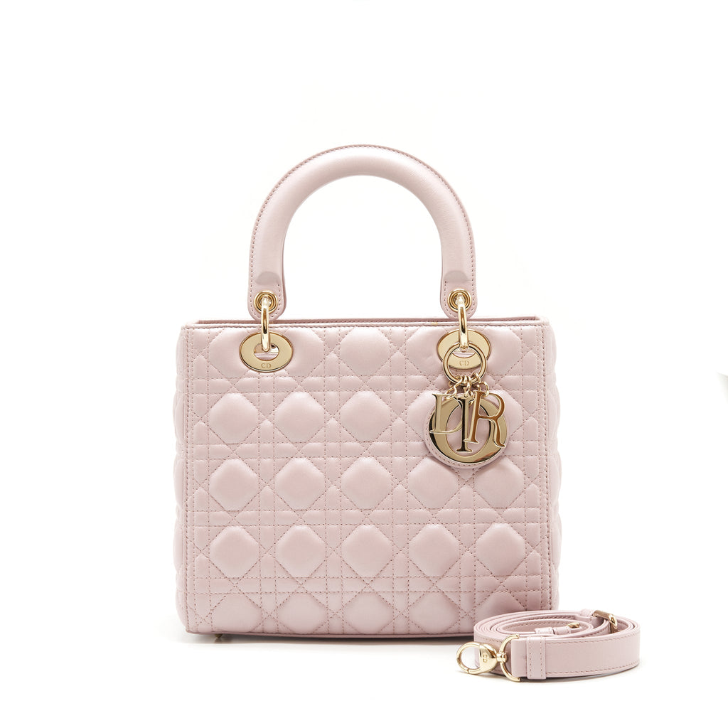 DIOR LADY DIOR LAMBSKIN LIGHT PINK LGHW