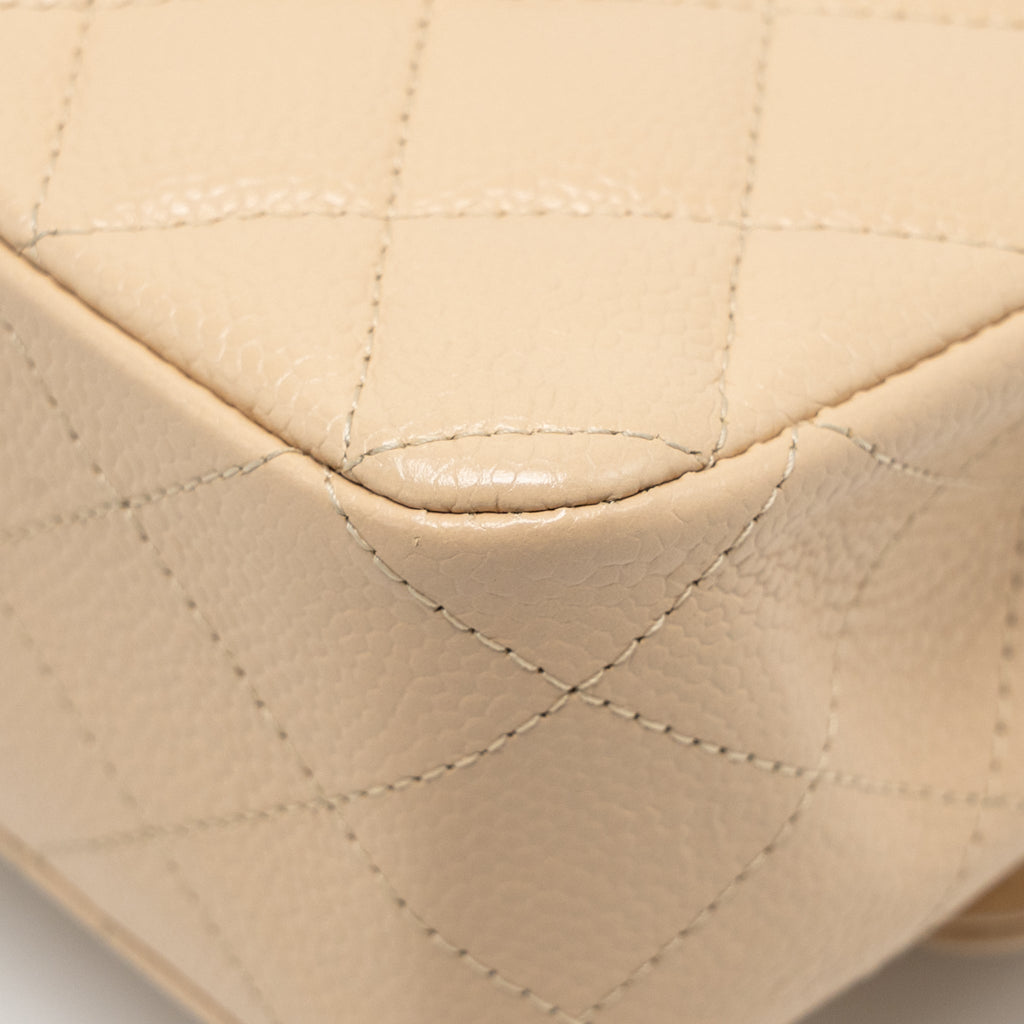 CHANEL MEDIUM CLASSIC DOUBLE FLAP BAG CAVIAR BEIGE LGHW