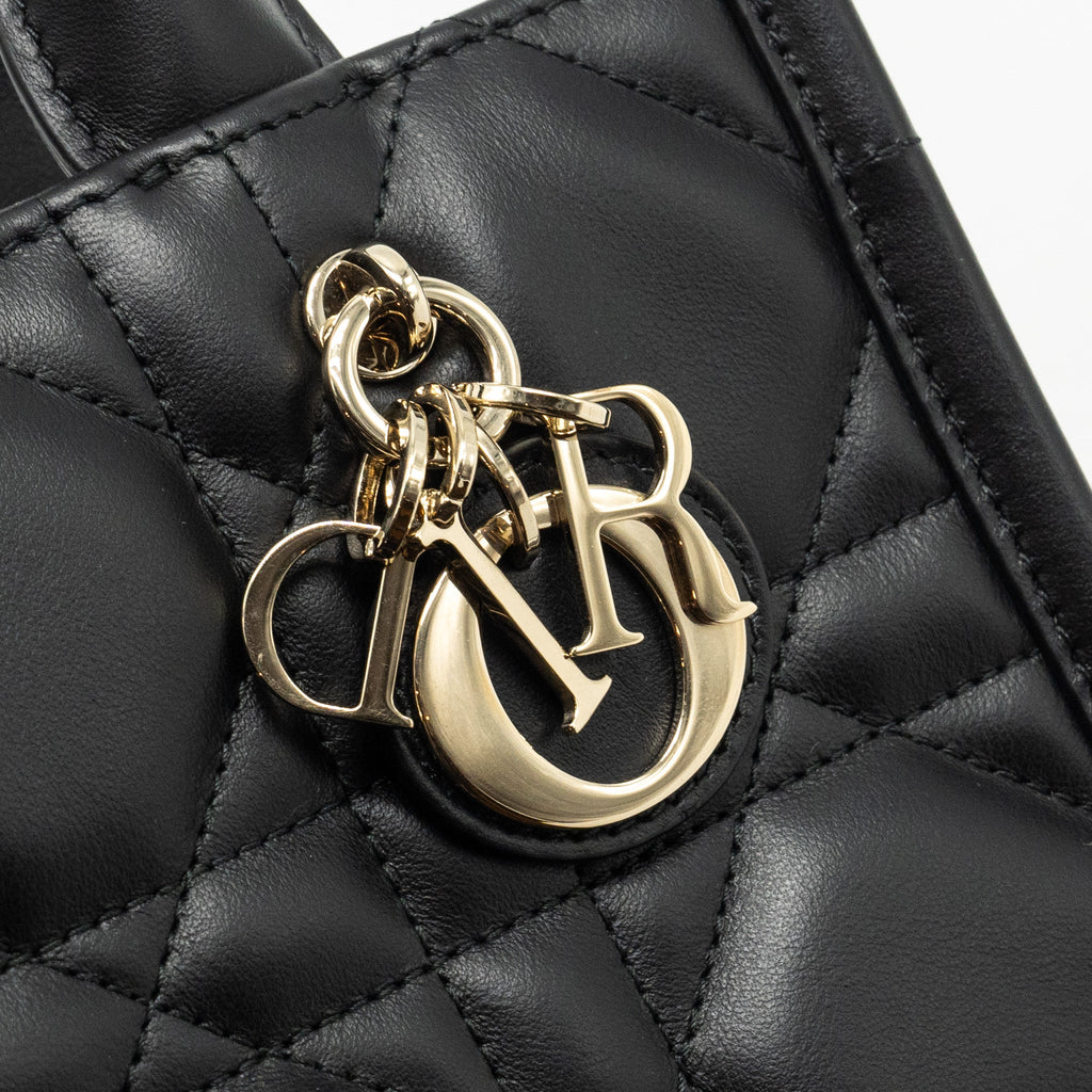 DIOR DIORAMOUR MINI DIOR BOOK TOTE MACROCANNAGE CALFKSIN BLACK LGHW