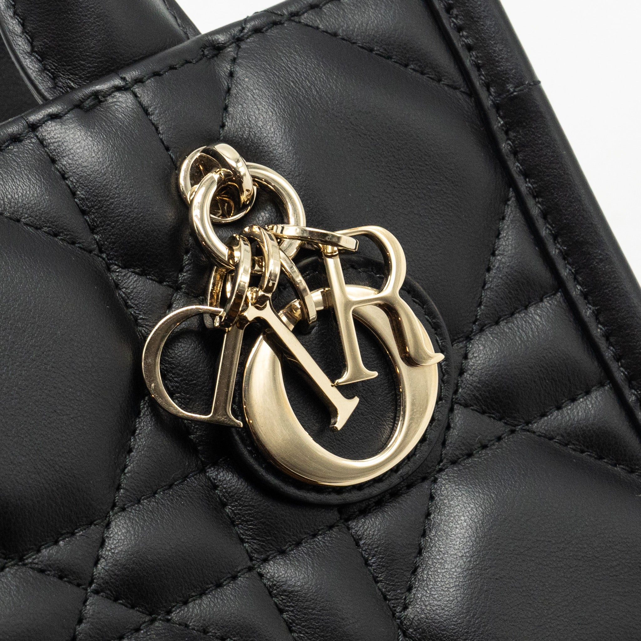 DIOR DIORAMOUR MINI DIOR BOOK TOTE MACROCANNAGE CALFKSIN BLACK LGHW