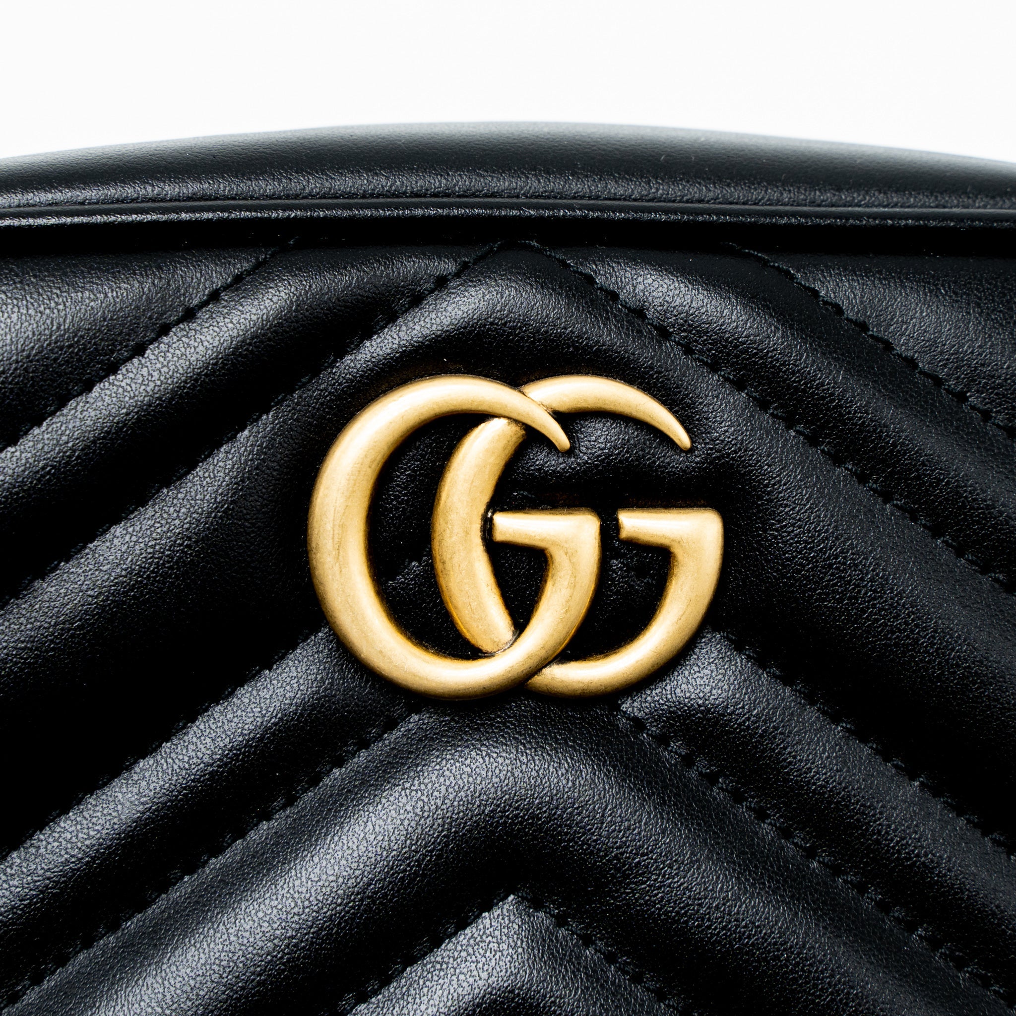 GUCCI GG MARMONT MATELASSE MINI BAG CALFSKIN BLACK GHW