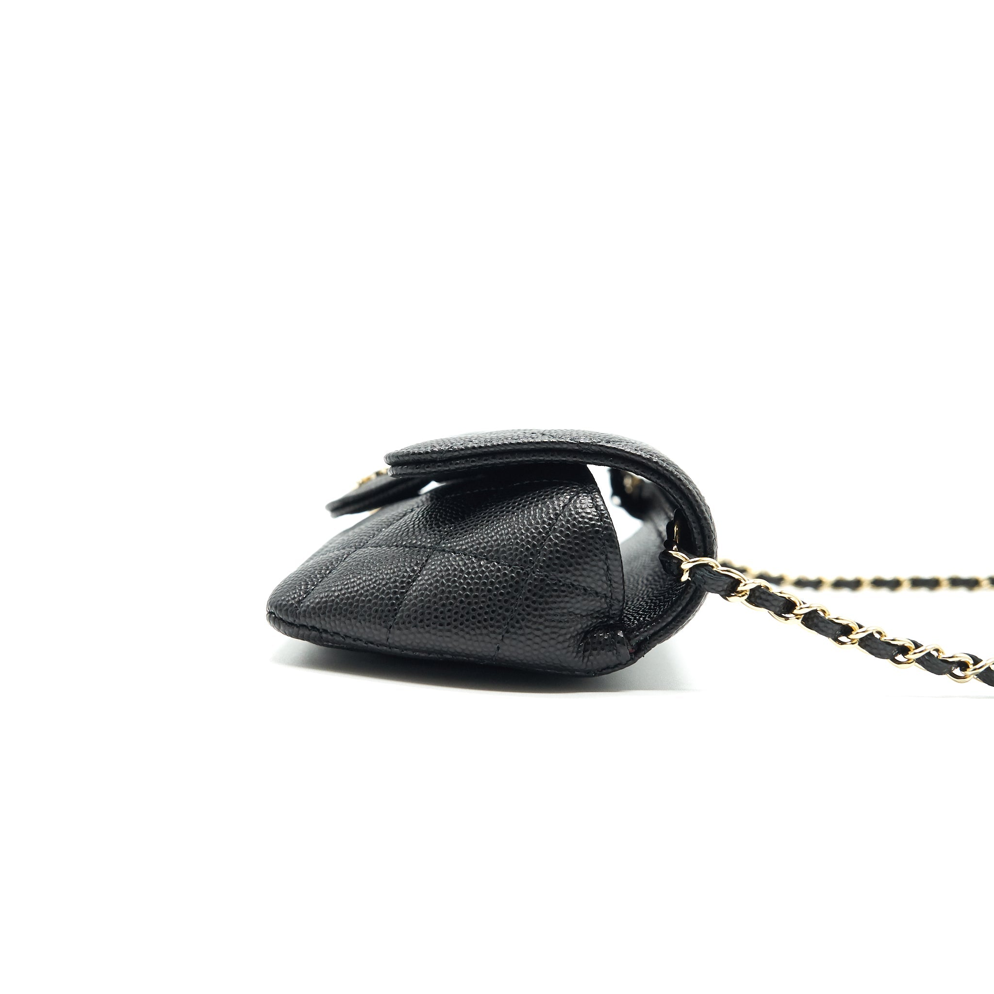 CHANEL GLASSES CASE WITH CLASSIC CHAIN BLACK LGHW