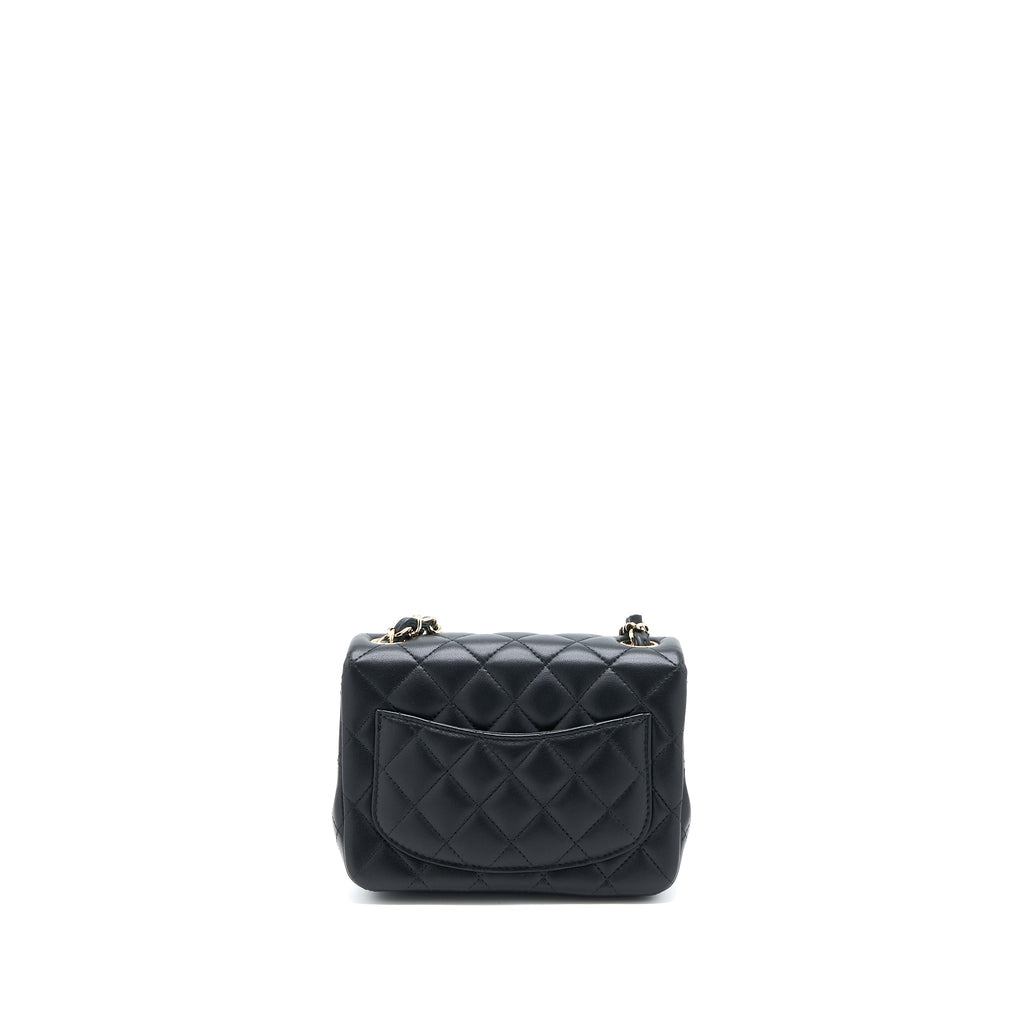 CHANEL CLASSIC MINI SQUARE FLAP BAG LAMBSKIN BLACK GHW