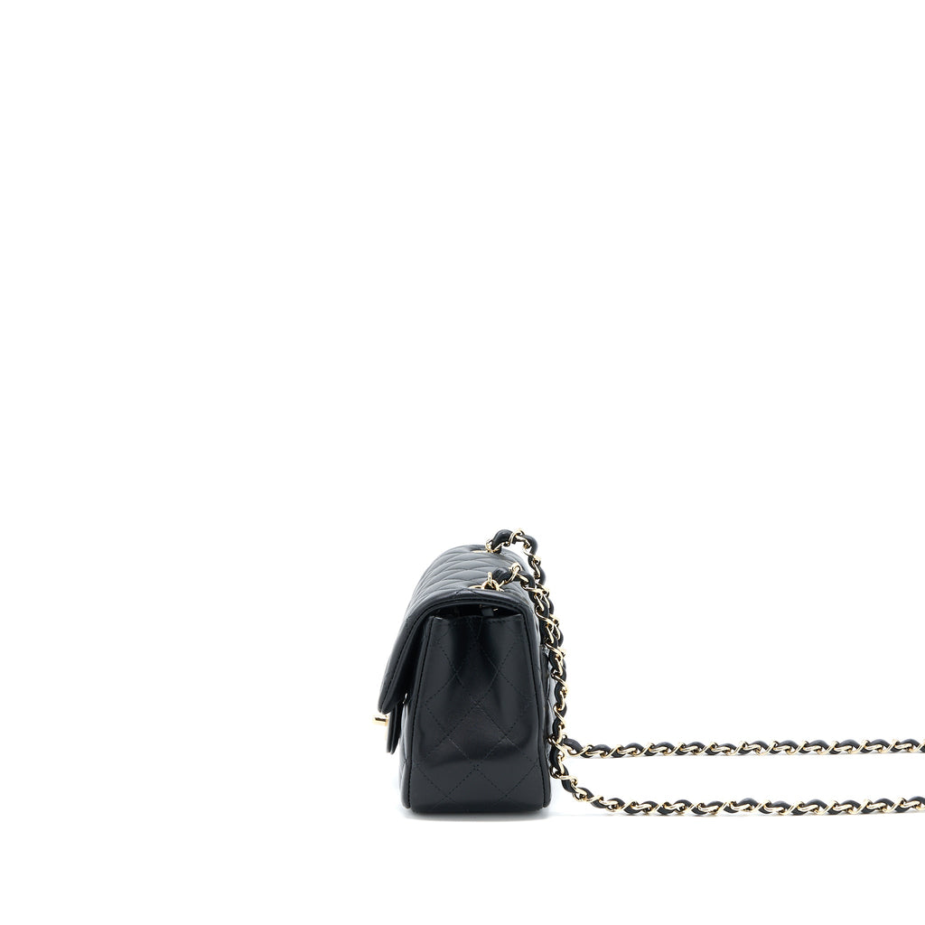 CHANEL CLASSIC MINI SQUARE FLAP BAG LAMBSKIN BLACK GHW
