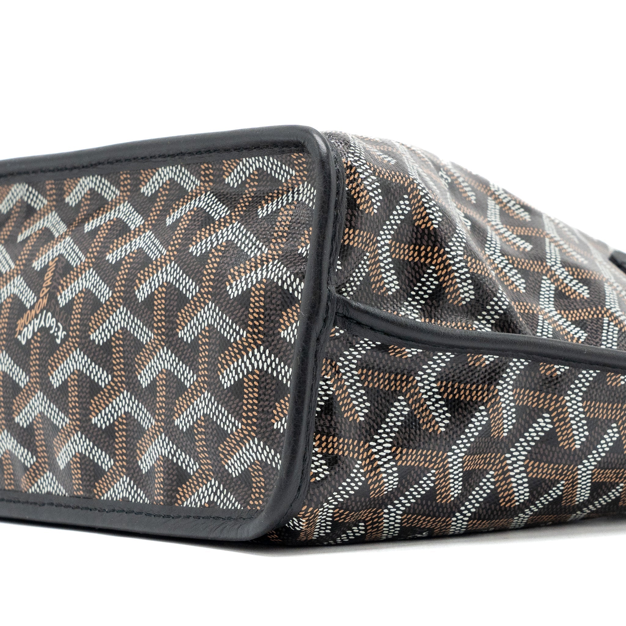 GOYARD ANJOU MINI TOTE BAG GOYARDINE CANVAS/CALFSKIN BLACK SHW