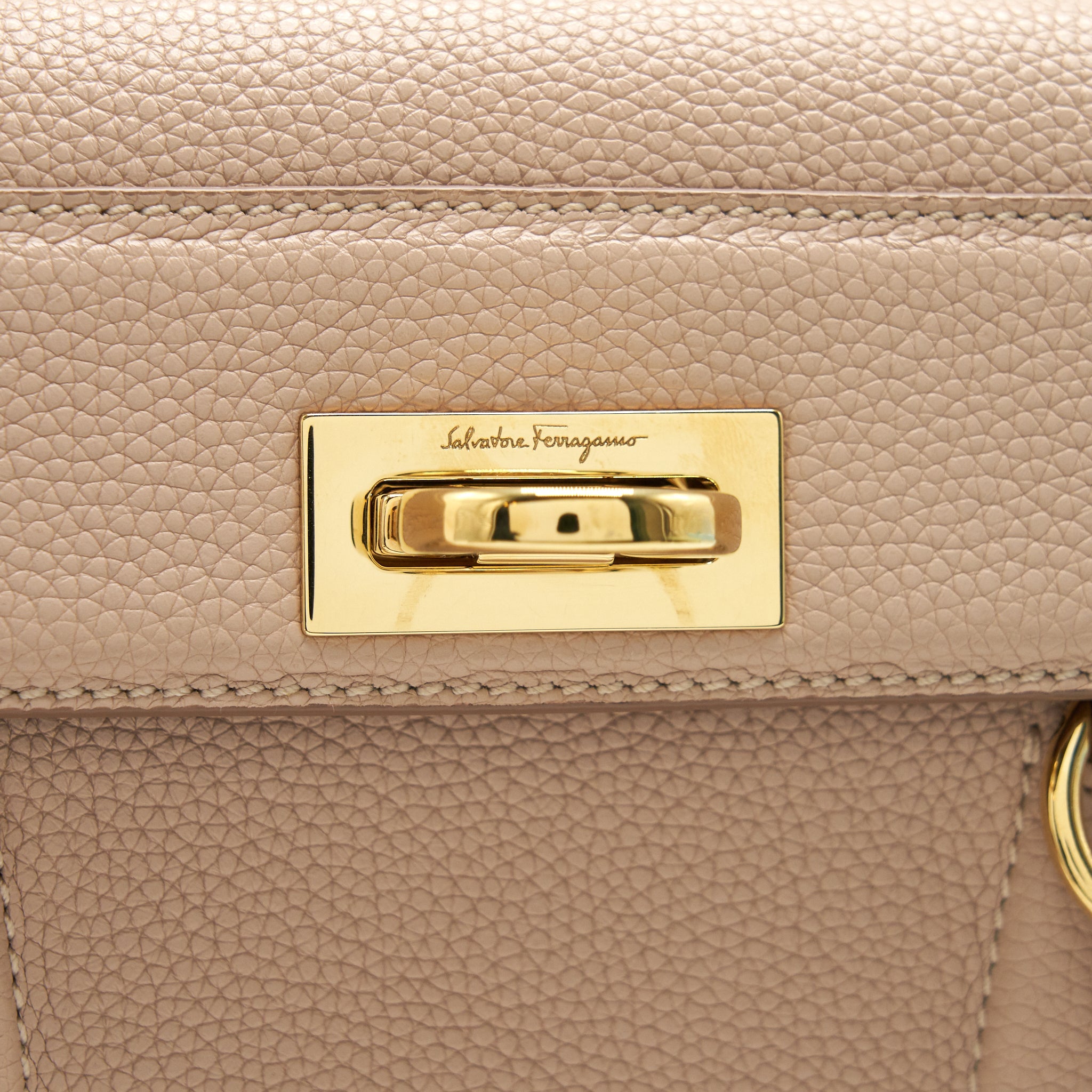 FERRAGAMO TOP HANDLE TOTE BAG GRANIED CALFSKIN