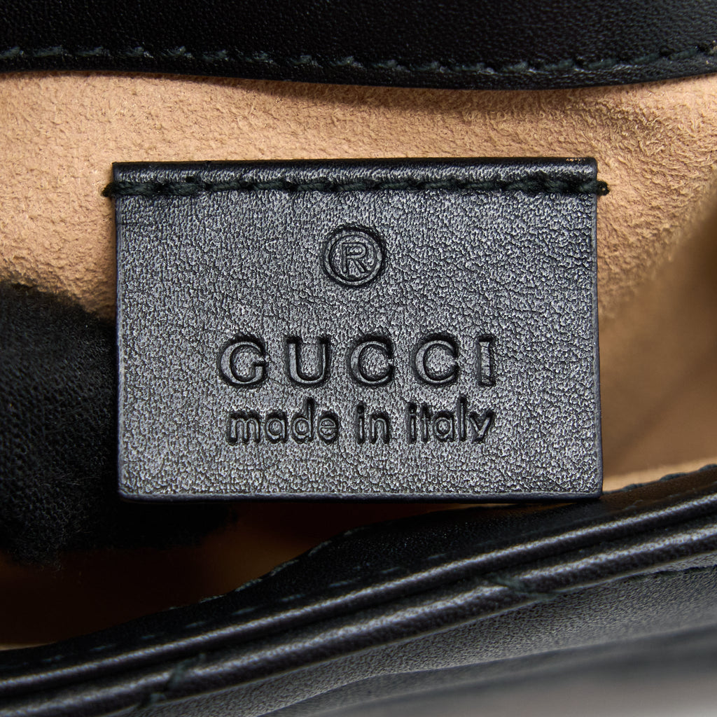 GUCCI GG MARMONT SUPER MINI CHAIN BAG CALFSKIN BLACK BRUSHED GHW