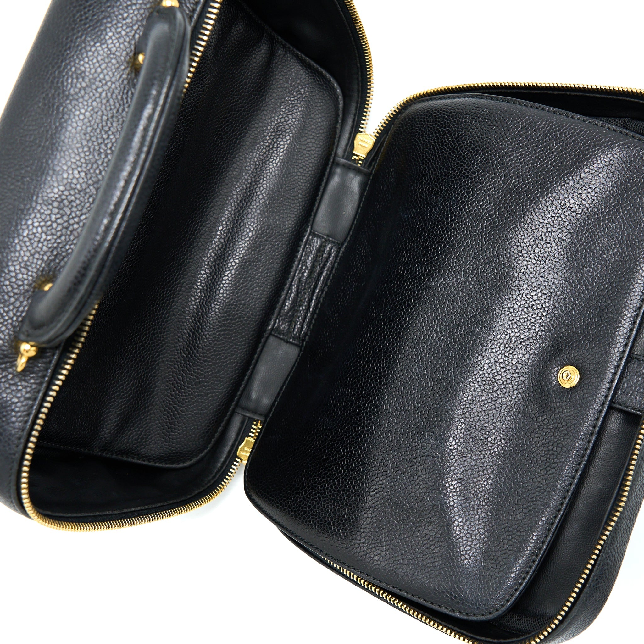 CHANEL VINTAGE CC LOGO VANITY CAVIAR BLACK GHW