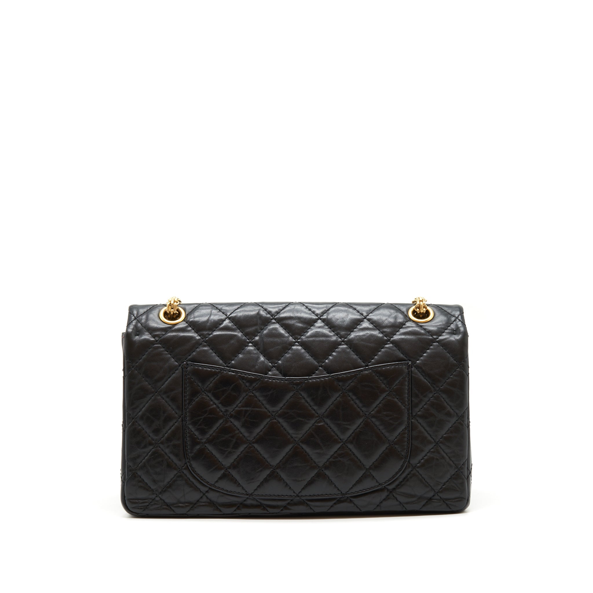 CHANEL 2.55 226 REISSUE DOUBLE FLAP BAG CALFSKIN BLACK GHW
