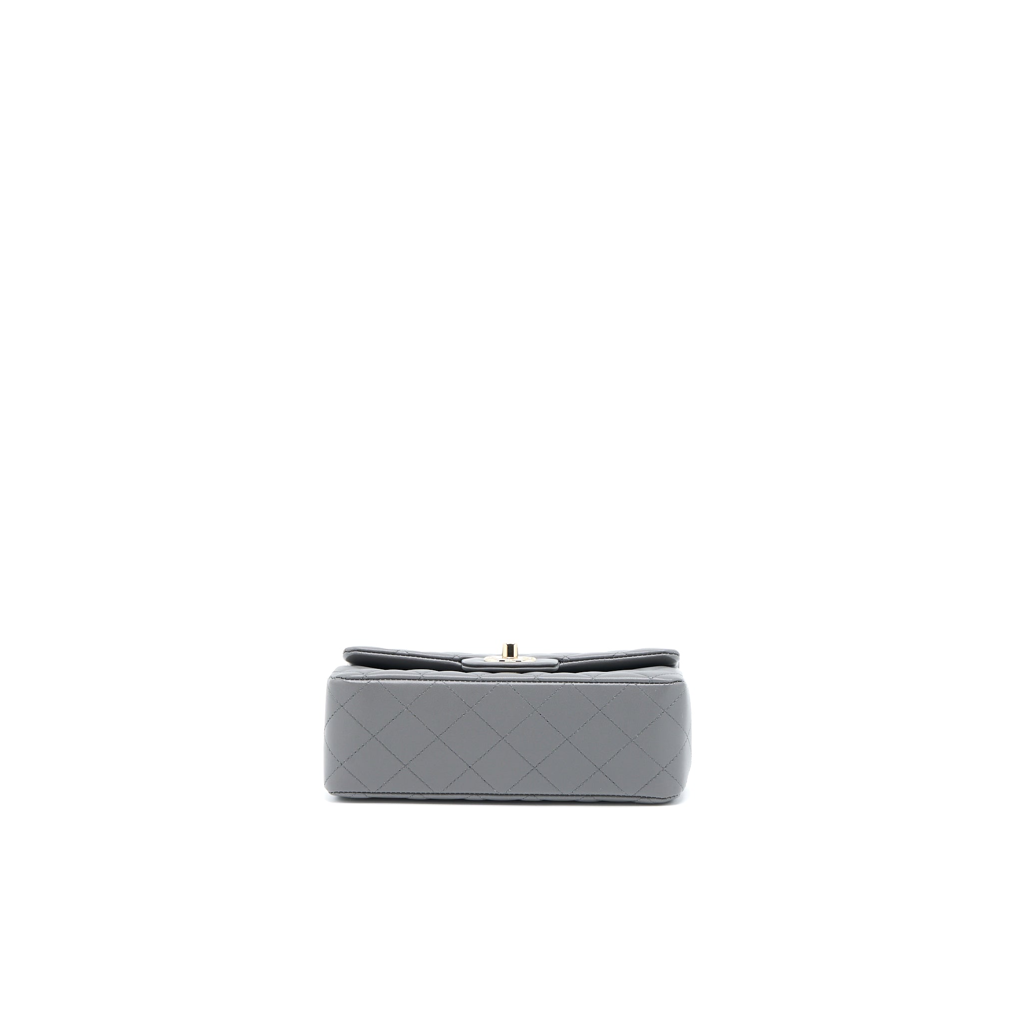 CHANEL 22A MINI RECTANGULAR FLAP BAG LAMBSKIN GREY LGHW (MICROCHIP)