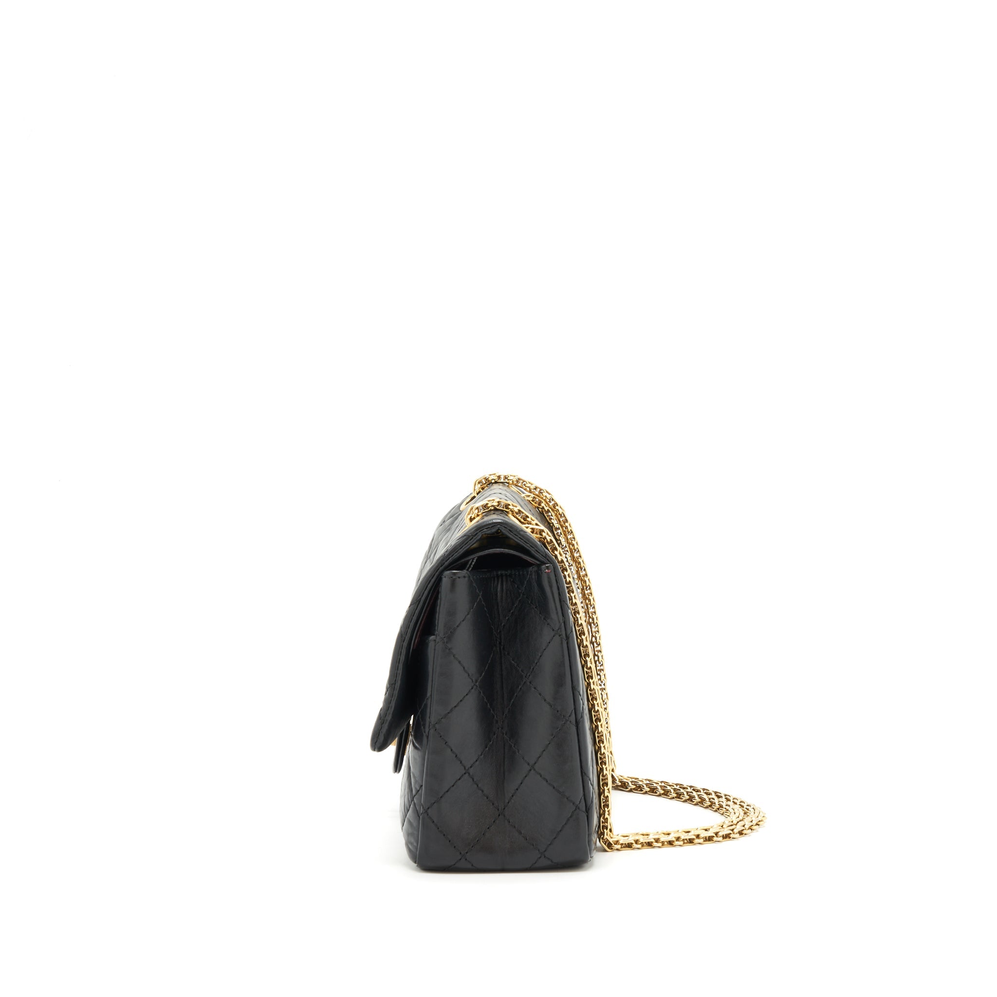 CHANEL 2.55 226 REISSUE DOUBLE FLAP BAG CALFSKIN BLACK GHW