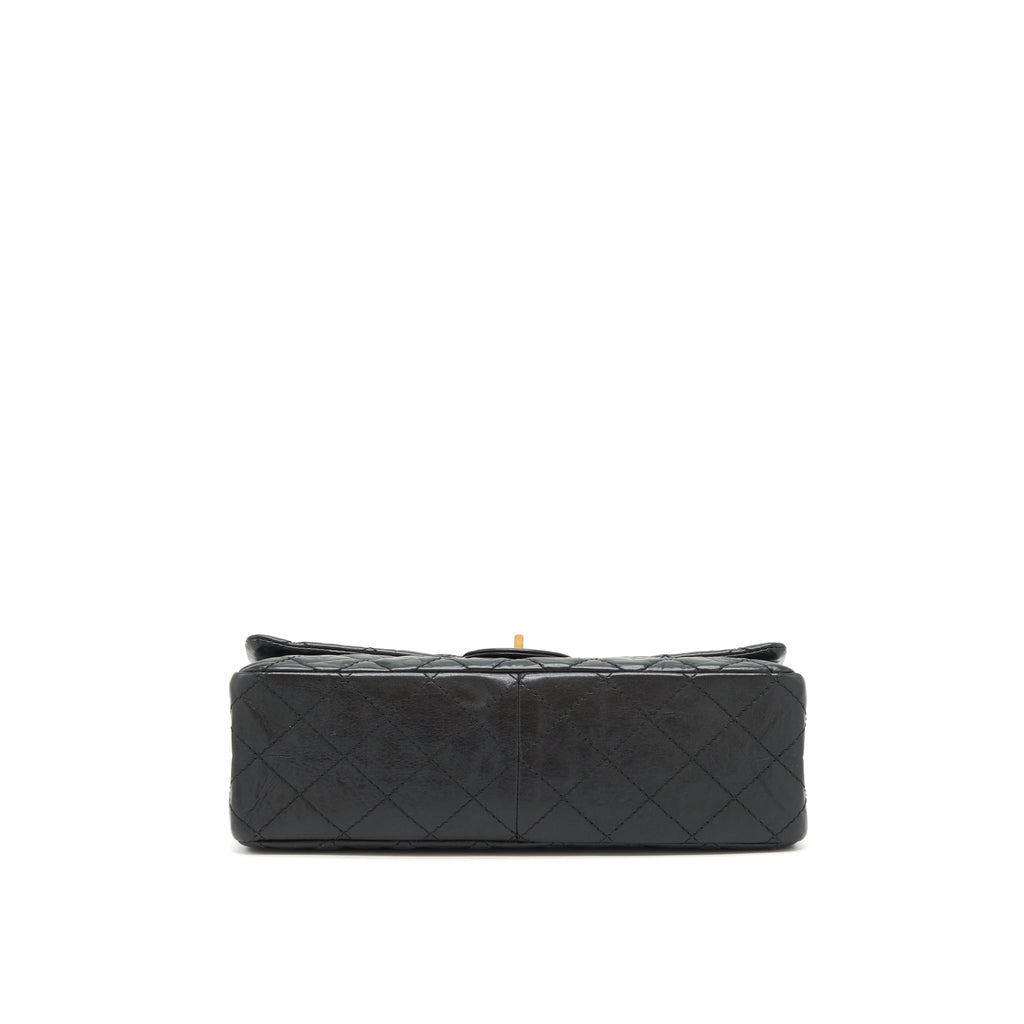CHANEL 2.55 226 REISSUE DOUBLE FLAP BAG CALFSKIN BLACK GHW