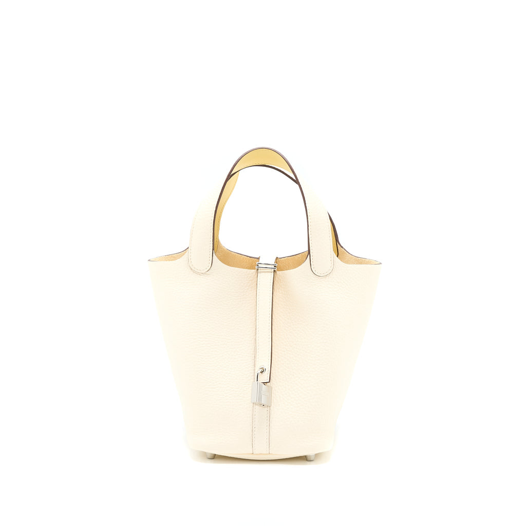 HERMES PICOTIN 18 LOCK BAG CLEMENCE NATA/JAUNE POUSSIN SHW