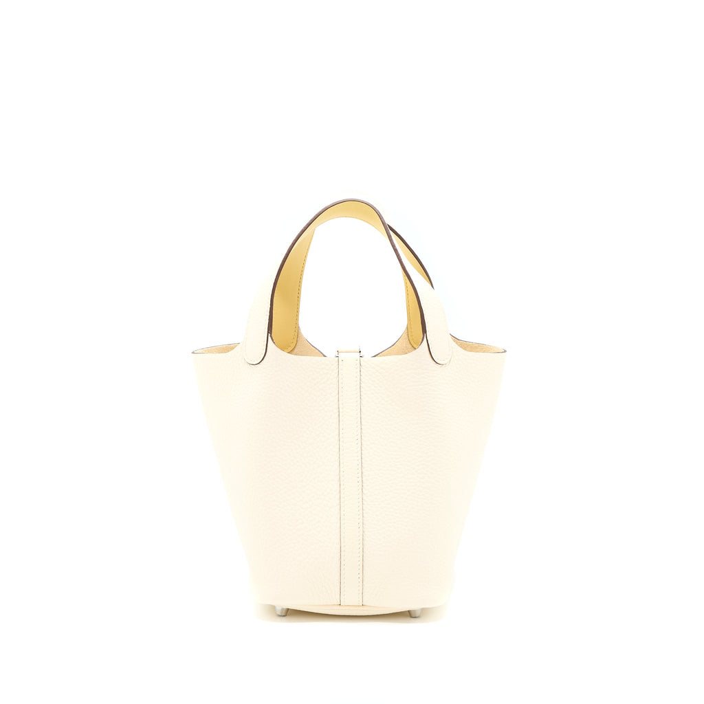 HERMES PICOTIN 18 LOCK BAG CLEMENCE NATA/JAUNE POUSSIN SHW
