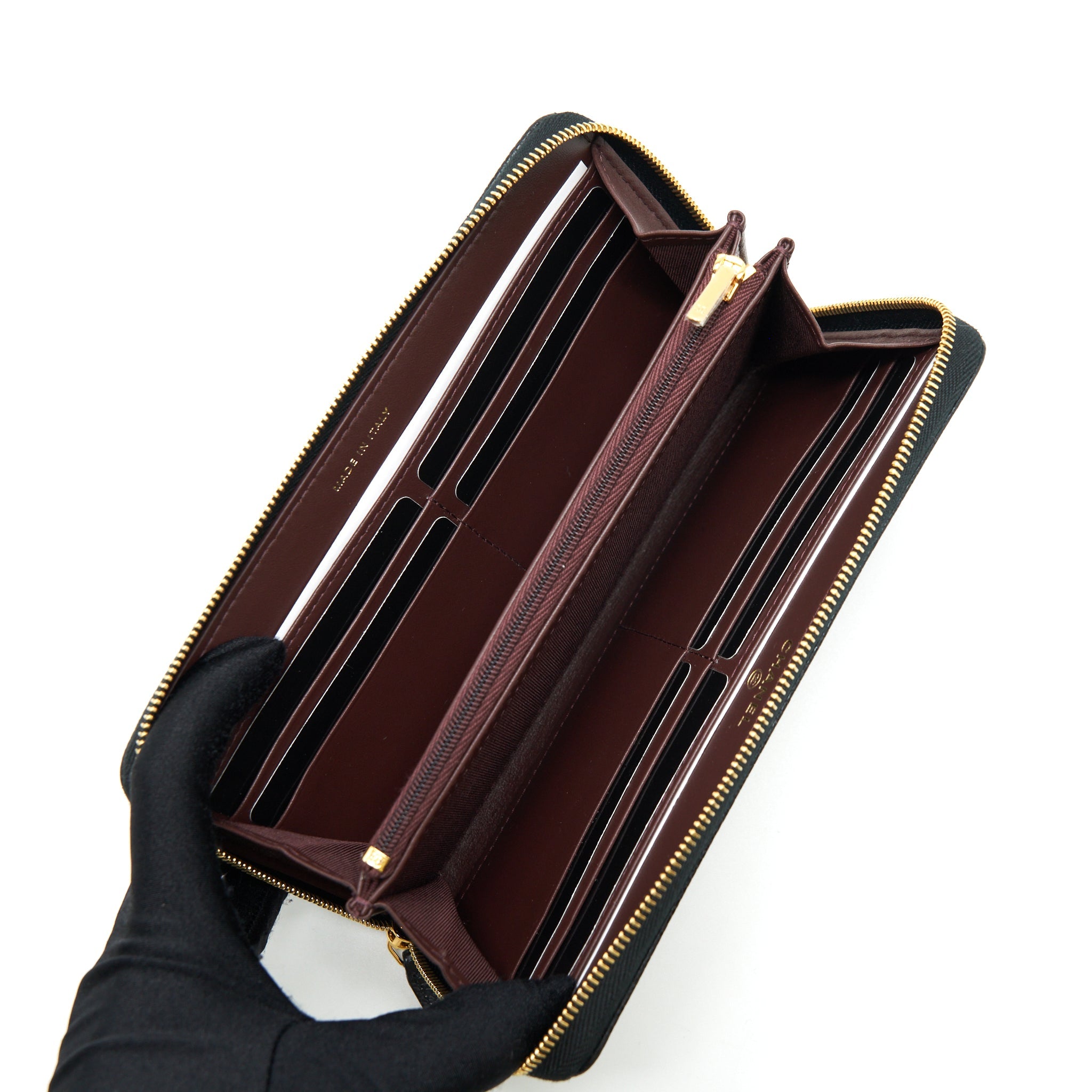 CHANEL ZIPPY LONG WALLET CAVIAR BLACK GHW