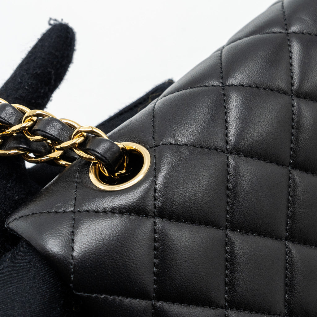 CHANEL MEDIUM CLASSIC FLAP BAG LAMBSKIN BLACK GHW