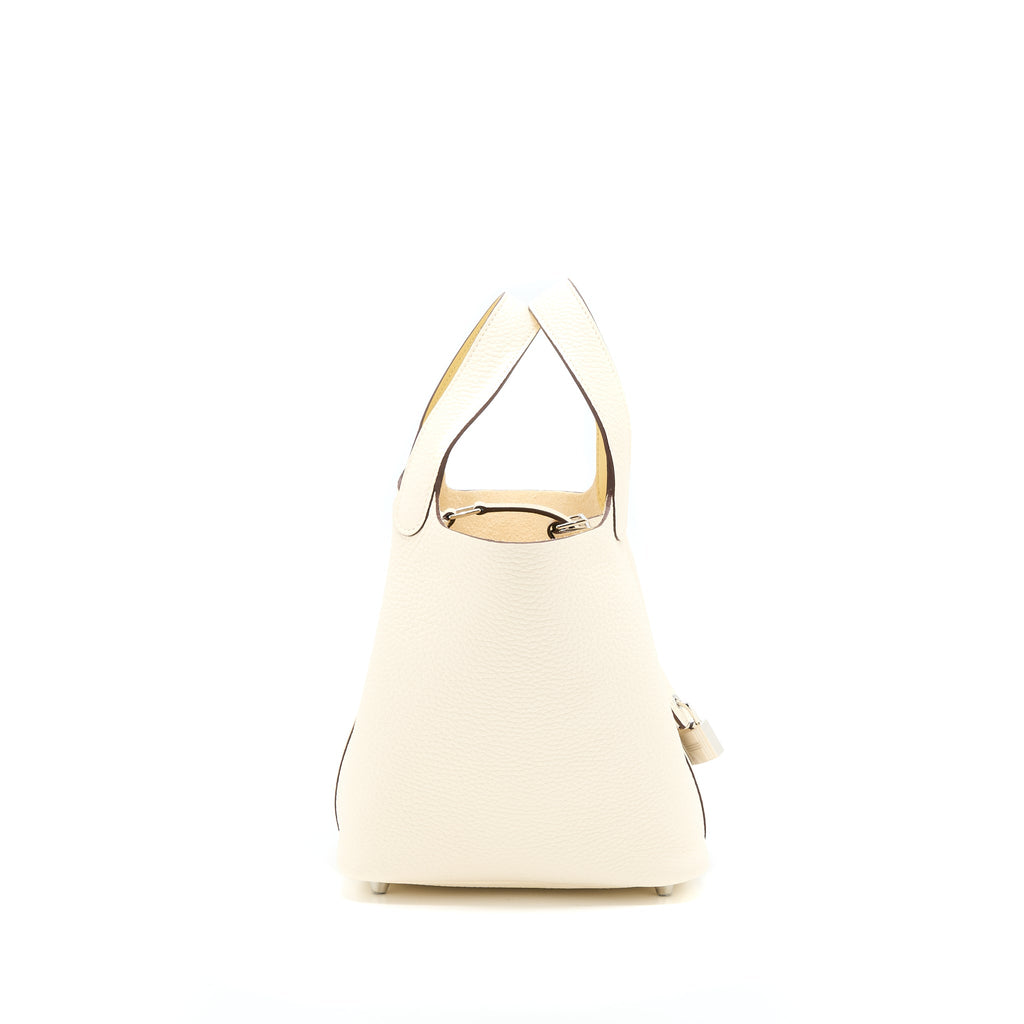 HERMES PICOTIN 18 LOCK BAG CLEMENCE NATA/JAUNE POUSSIN SHW