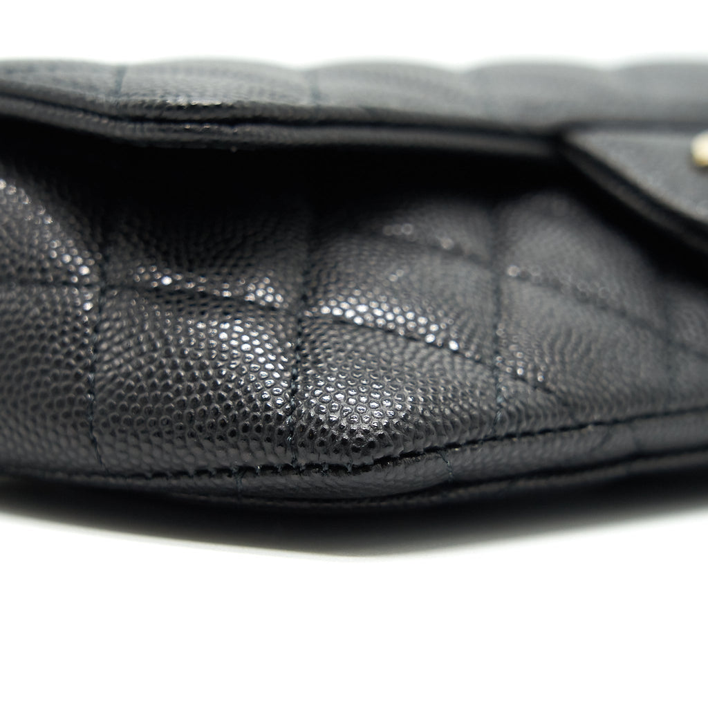 CHANEL GLASSES CASE WITH CLASSIC CHAIN BLACK LGHW