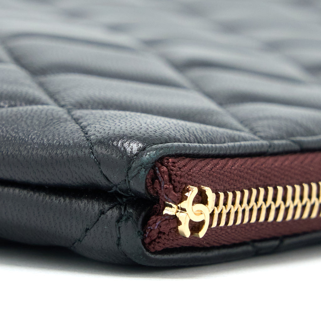 CHANEL O CASE POUCH LAMBSKIN BLACK LGHW