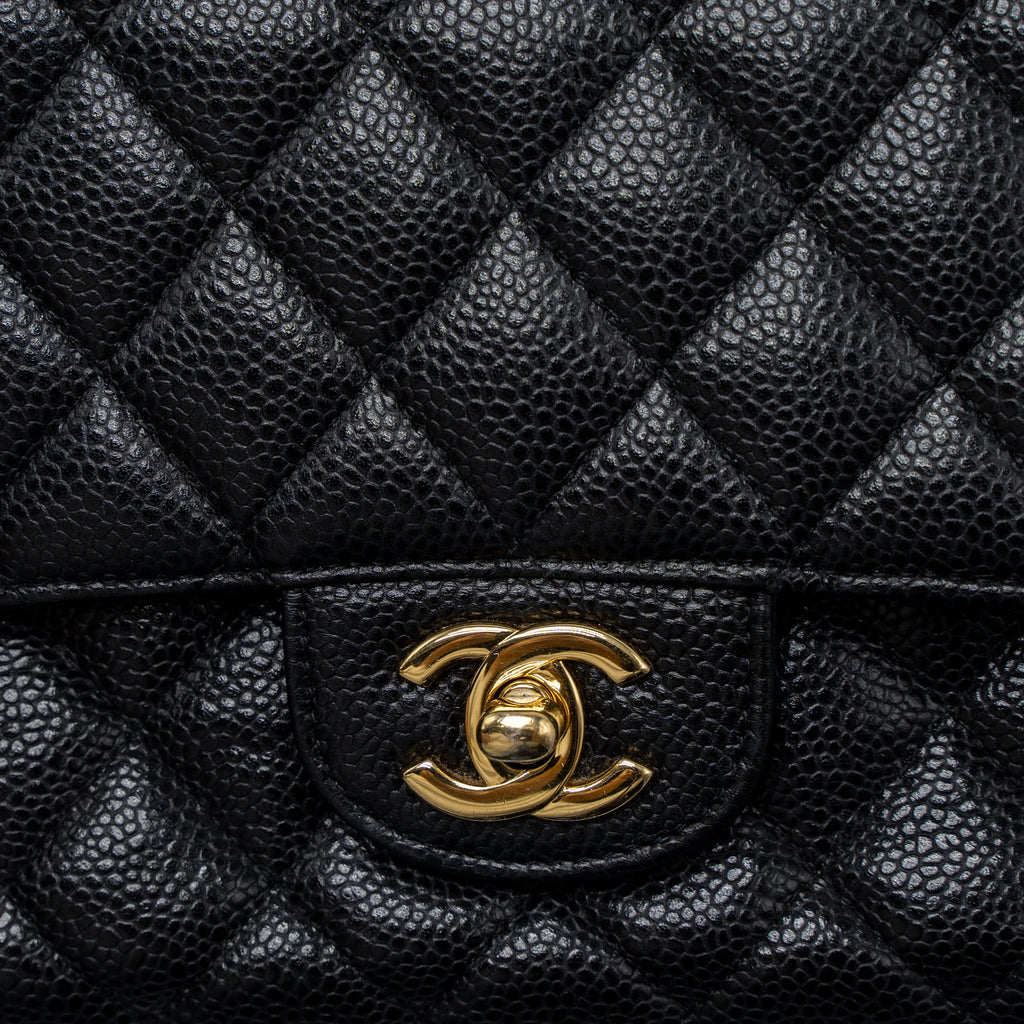 CHANEL MEDIUM CLASSIC DOUBLE FLAP BAG CAVIAR BLACK GHW