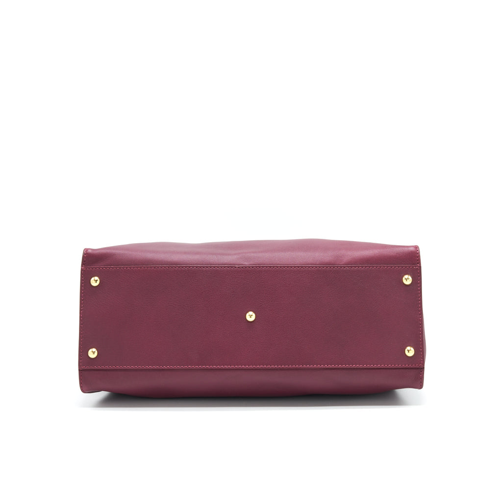 FENDI LARGE PEEKABOO TOTE BAG DARK RED