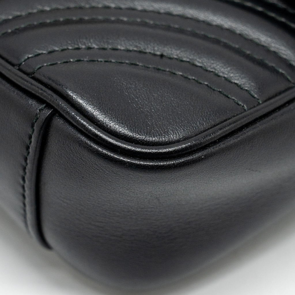 GUCCI MINI GG MARMONT SHOULDER BAG CALFSKIN BLACK GHW