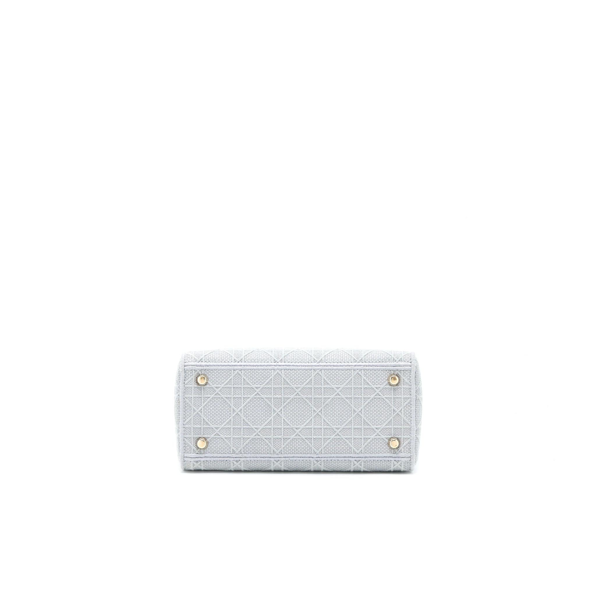 DIOR MEDIUM LADY D-LITE BAG CANNAGE EMBROIDERY GREY LGHW