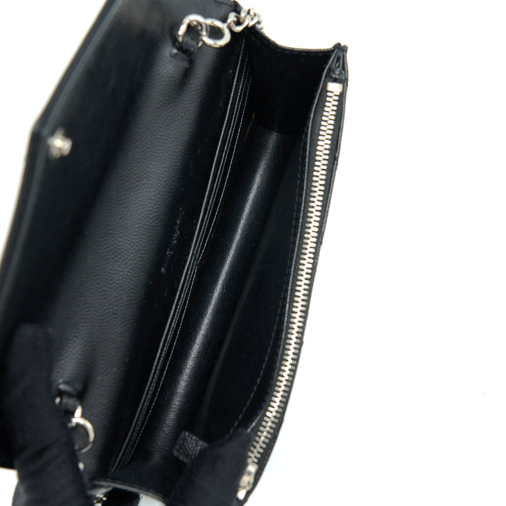 SAINT LAURENT/YSL ENVELOP CHAIN WALLET CAVIAR BLACK SHW