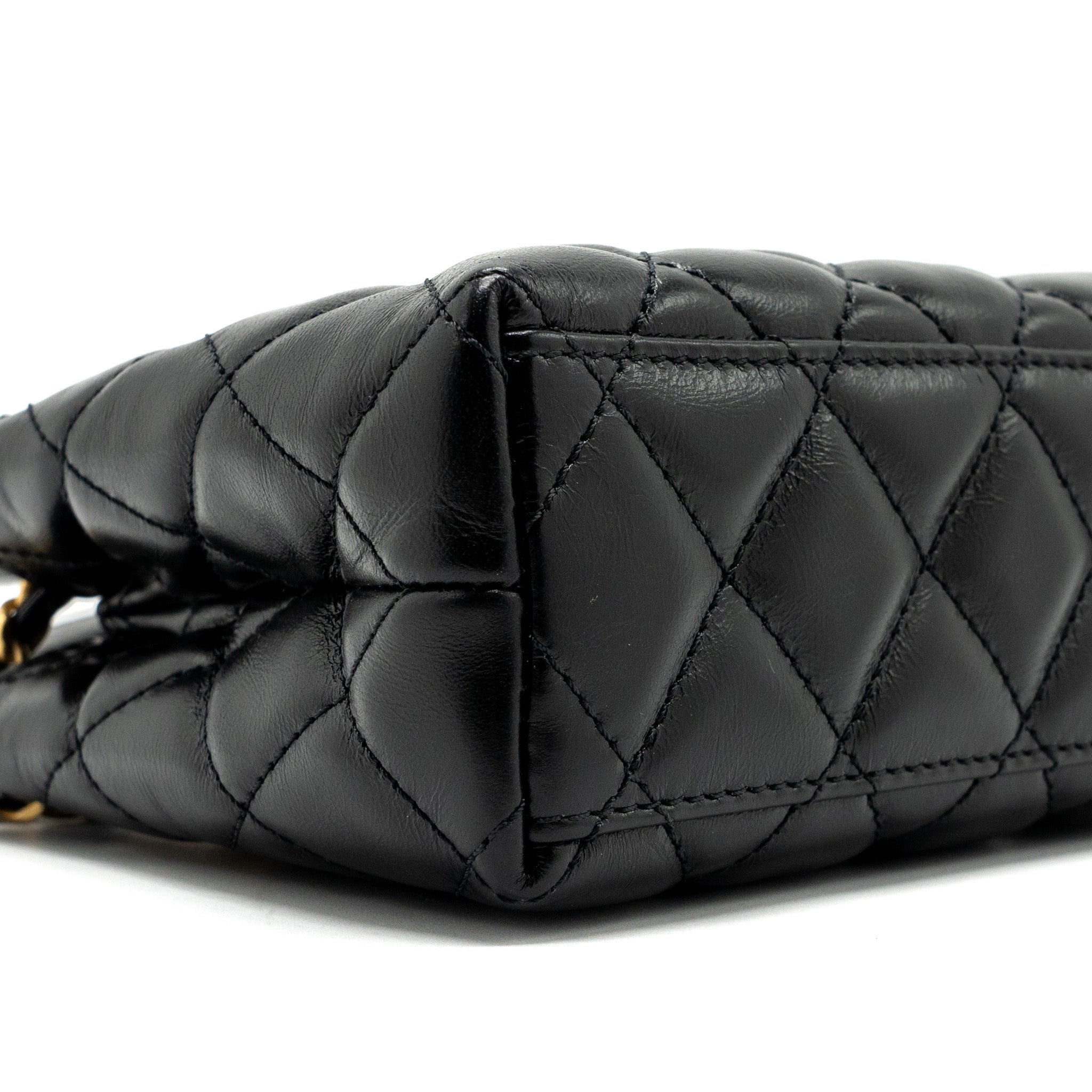 CHANEL 23K MINI KELLY SHOPPING TOTE BAG CALFSKIN BLACK GHW (MICROCHIP)