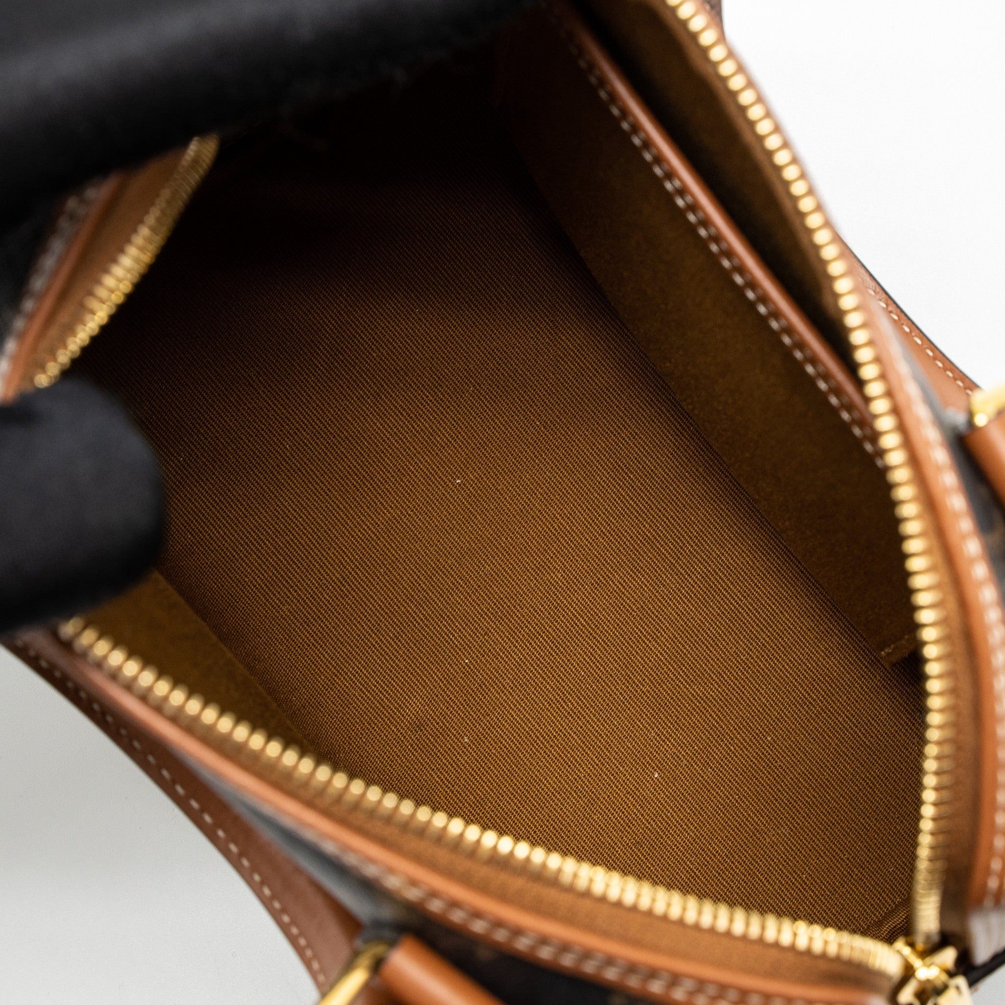 CELINE SMALL BOSTON BAG TRIOMPHE CANVAS/CALFSKIN TAN GHW