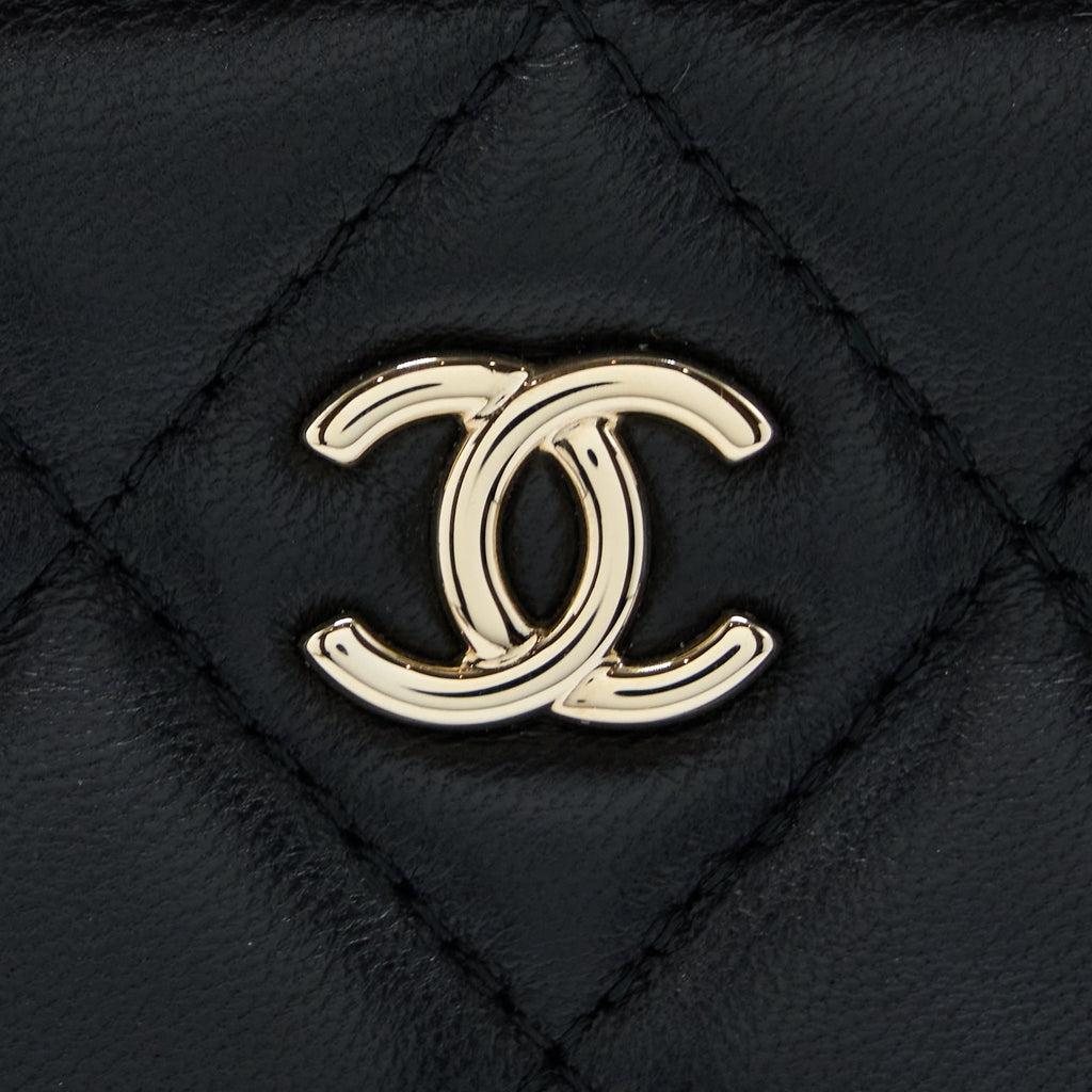 CHANEL O CASE POUCH LAMBSKIN BLACK LGHW