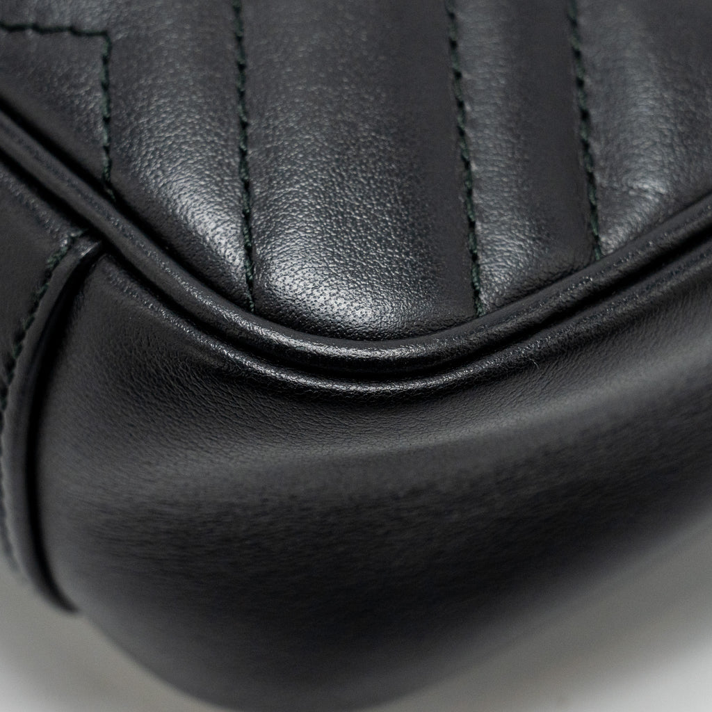 GUCCI MINI GG MARMONT SHOULDER BAG CALFSKIN BLACK GHW