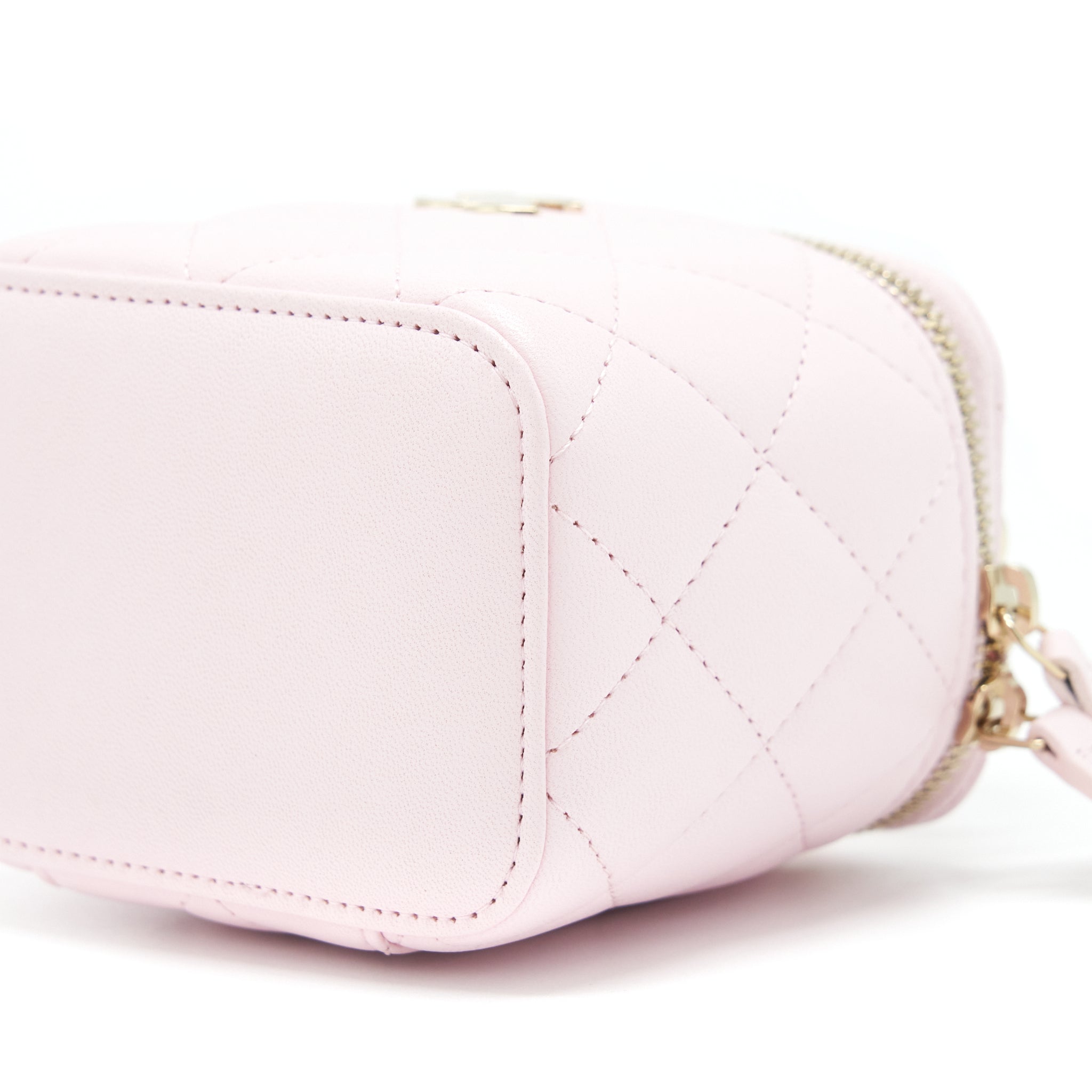 CHANEL 22P TOP HANDLE MINI VANITY WITH CHAIN LAMBSKIN LIGHT PINK LGHW